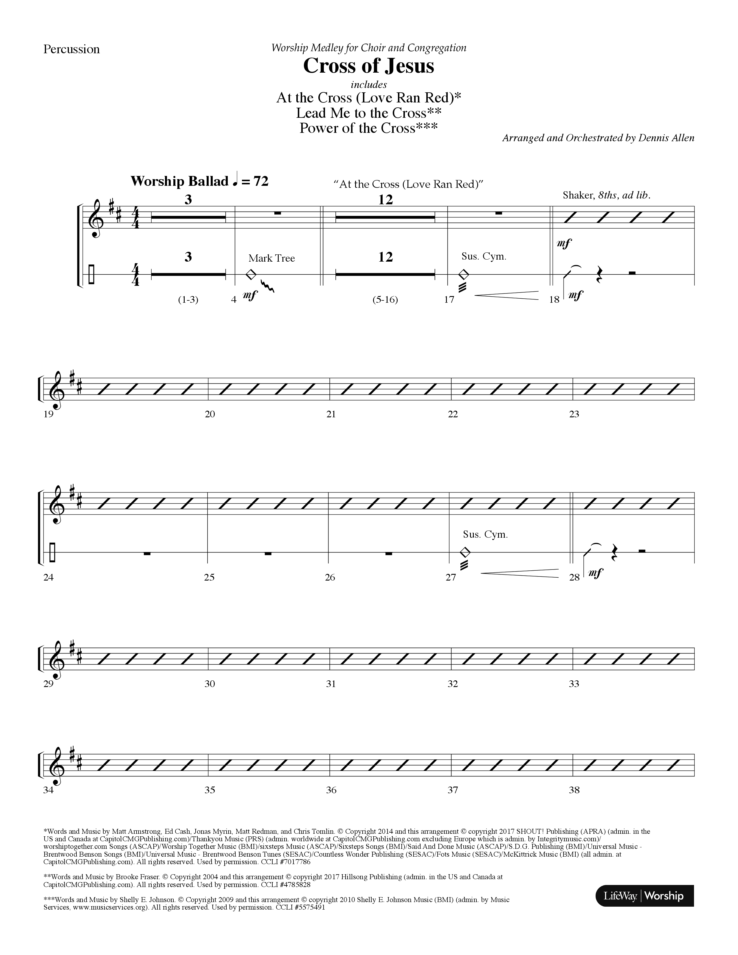 Cross Of Jesus Medley (Choral Anthem SATB) Percussion (Lifeway Choral / Arr. Dennis Allen)