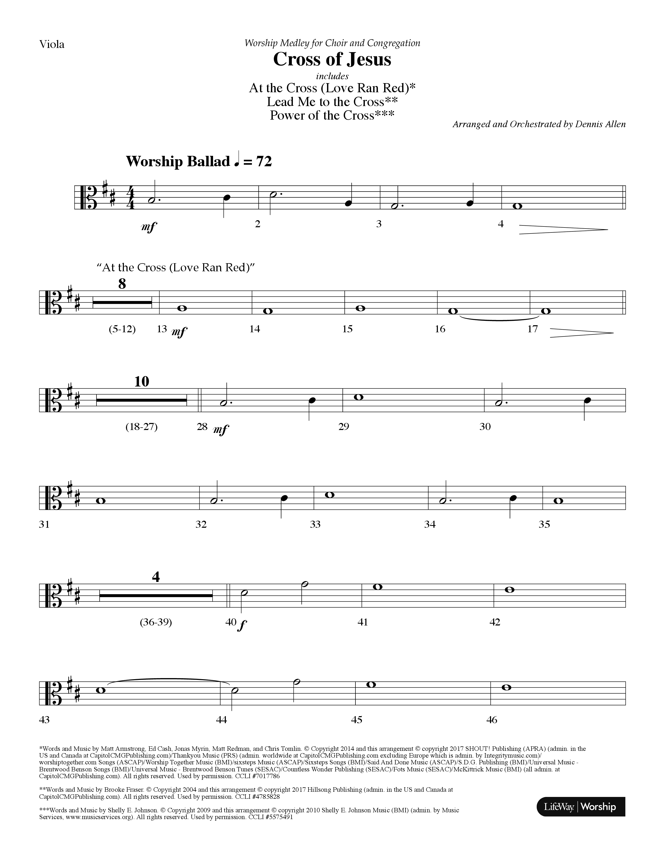 Cross Of Jesus Medley (Choral Anthem SATB) Viola (Lifeway Choral / Arr. Dennis Allen)