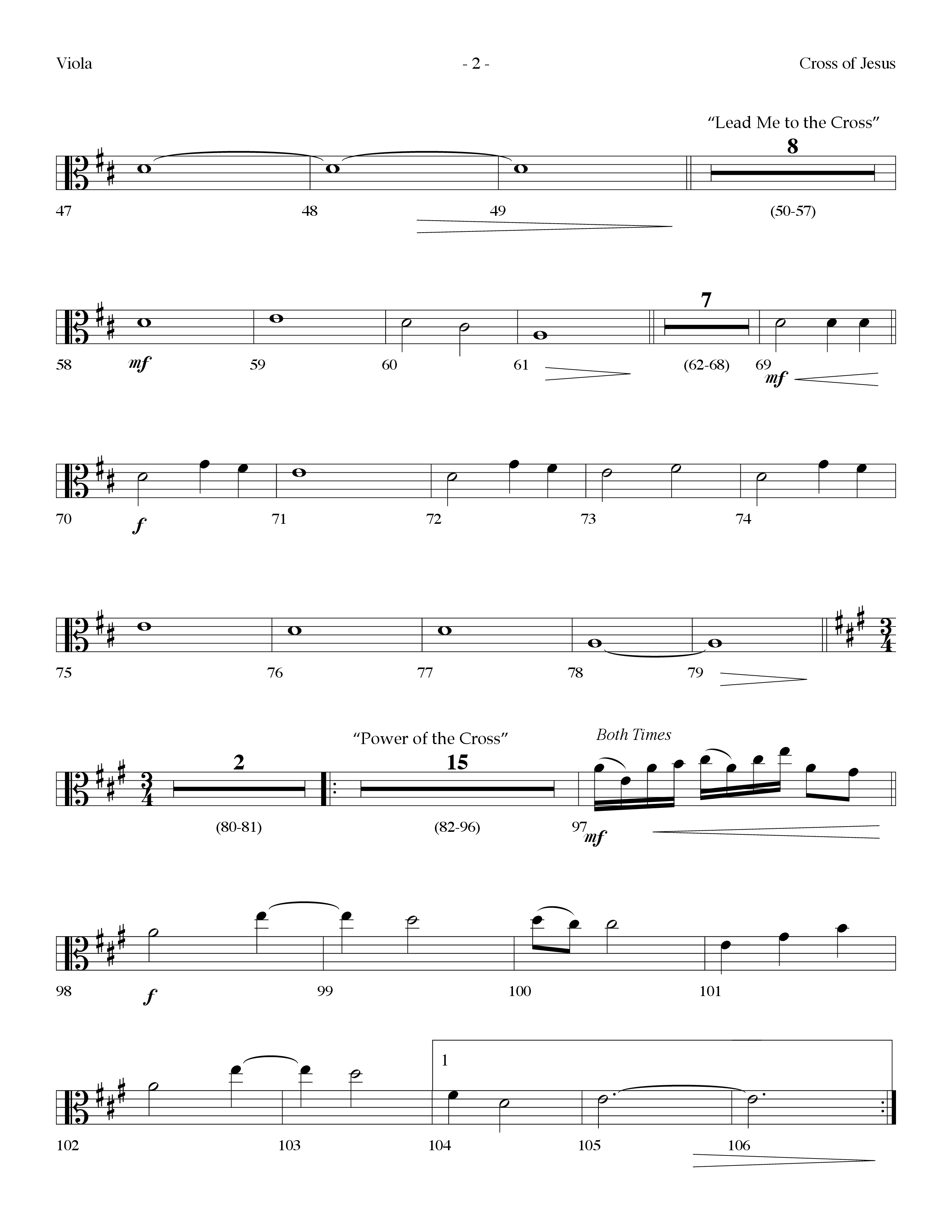 Cross Of Jesus Medley (Choral Anthem SATB) Viola (Lifeway Choral / Arr. Dennis Allen)