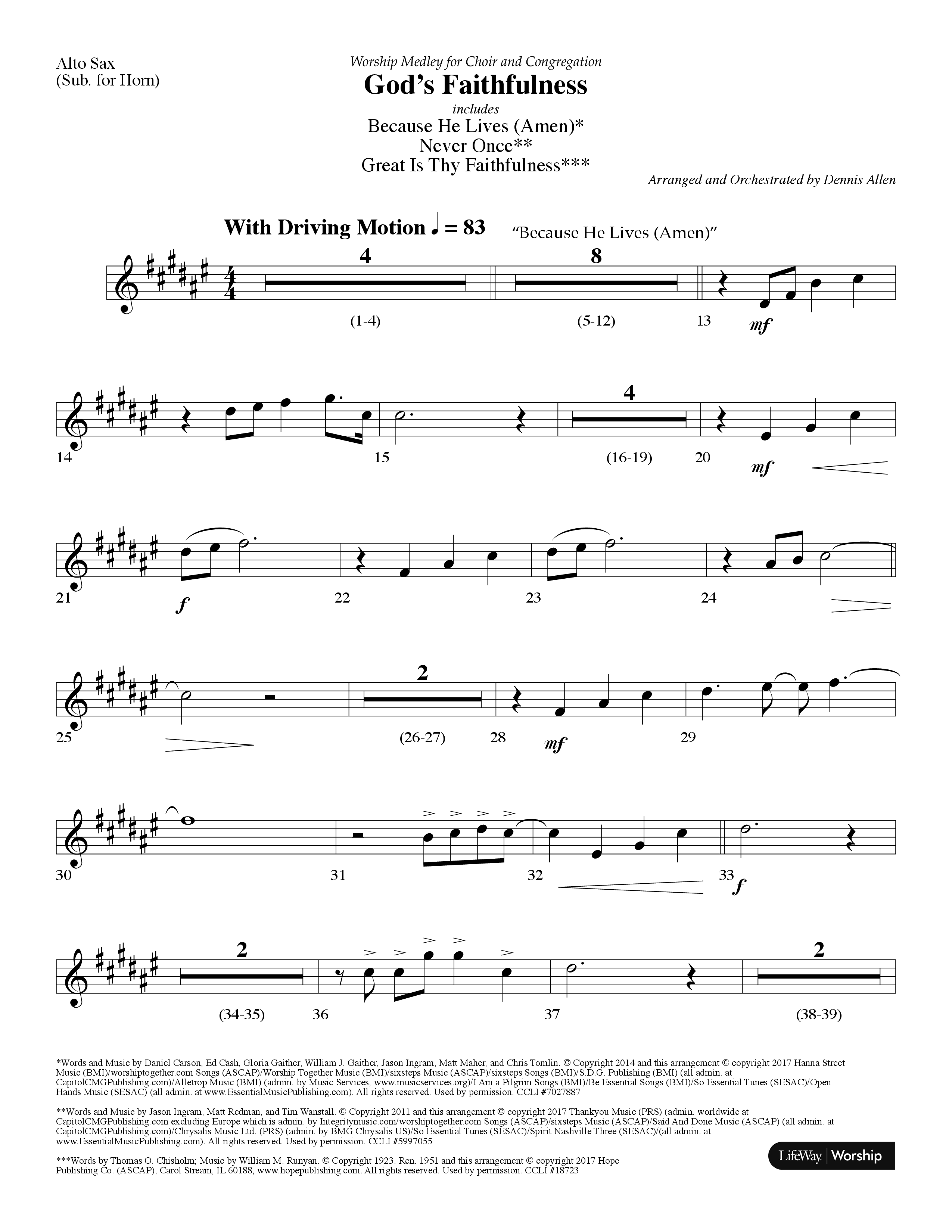 God's Faithfulness Medley (Choral Anthem SATB) Alto Sax (Lifeway Choral / Arr. Dennis Allen)