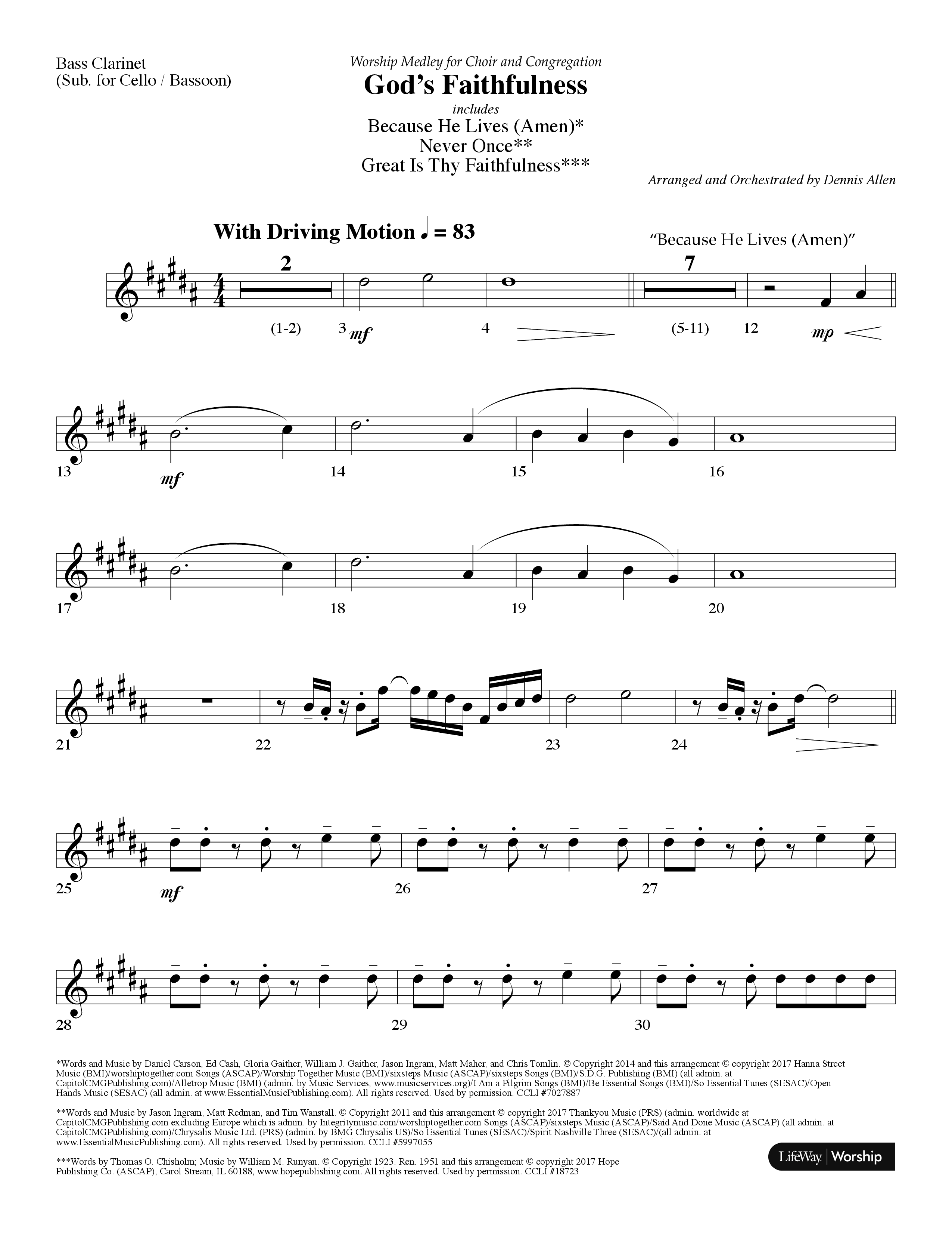 God's Faithfulness Medley (Choral Anthem SATB) Bass Clarinet (Lifeway Choral / Arr. Dennis Allen)