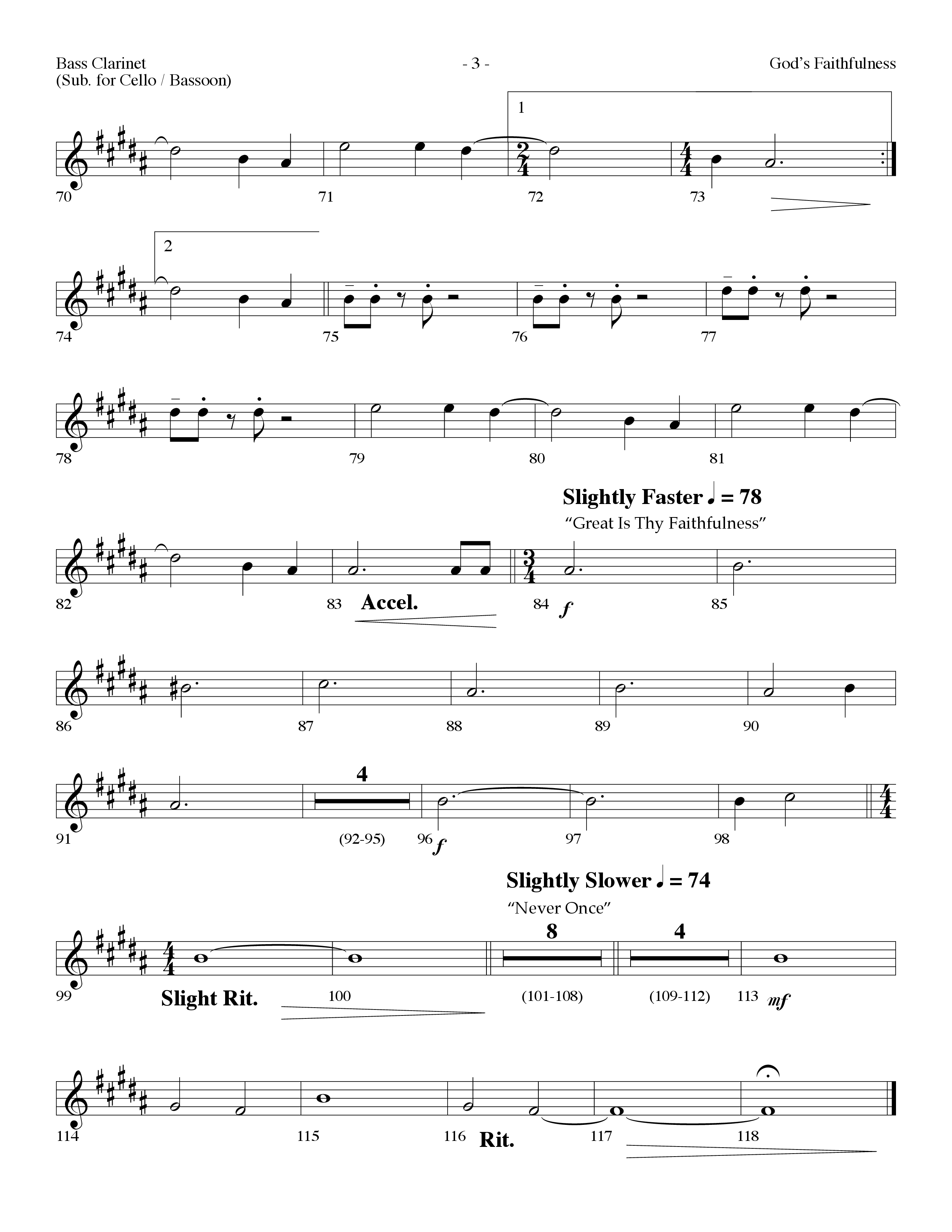 God's Faithfulness Medley (Choral Anthem SATB) Bass Clarinet (Lifeway Choral / Arr. Dennis Allen)