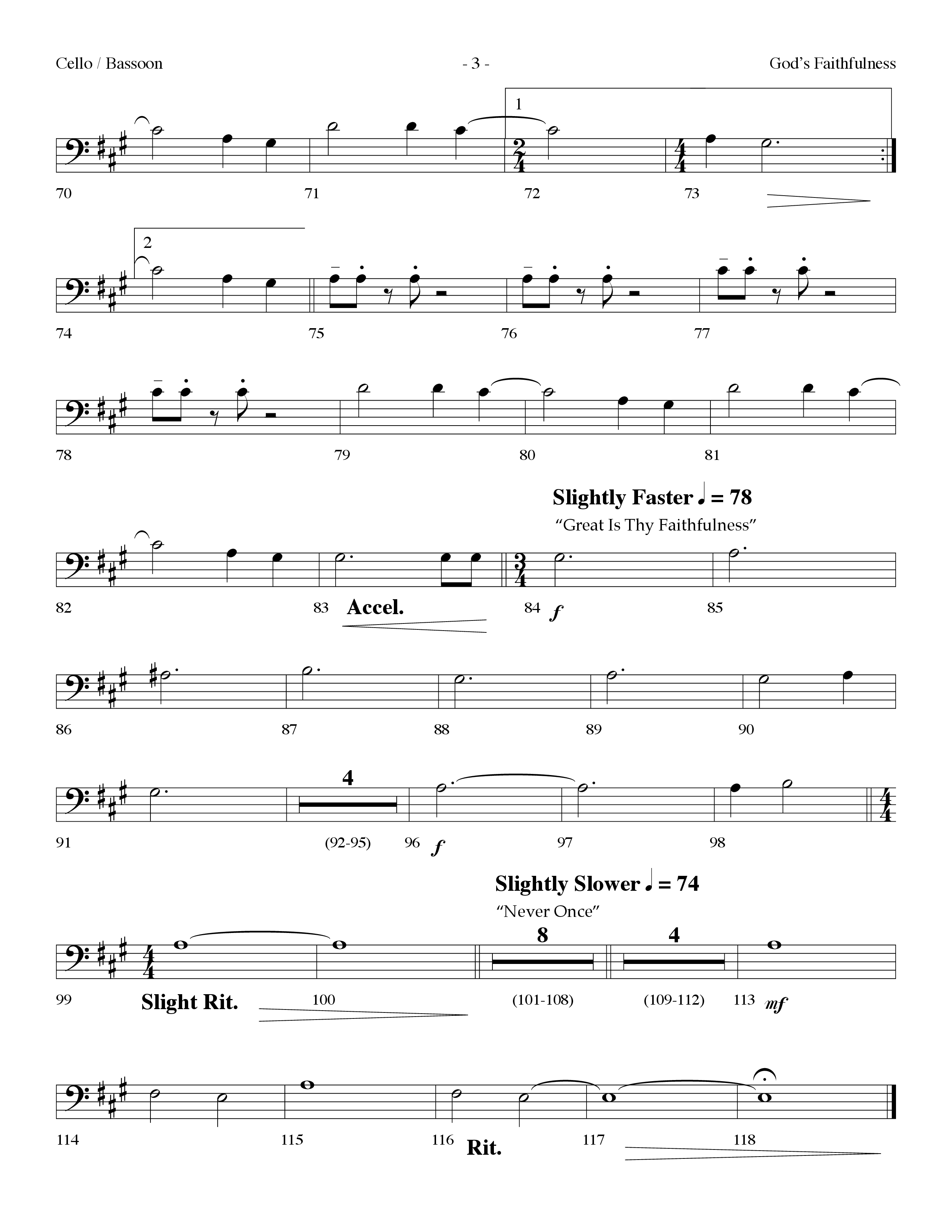 God's Faithfulness Medley (Choral Anthem SATB) Cello (Lifeway Choral / Arr. Dennis Allen)