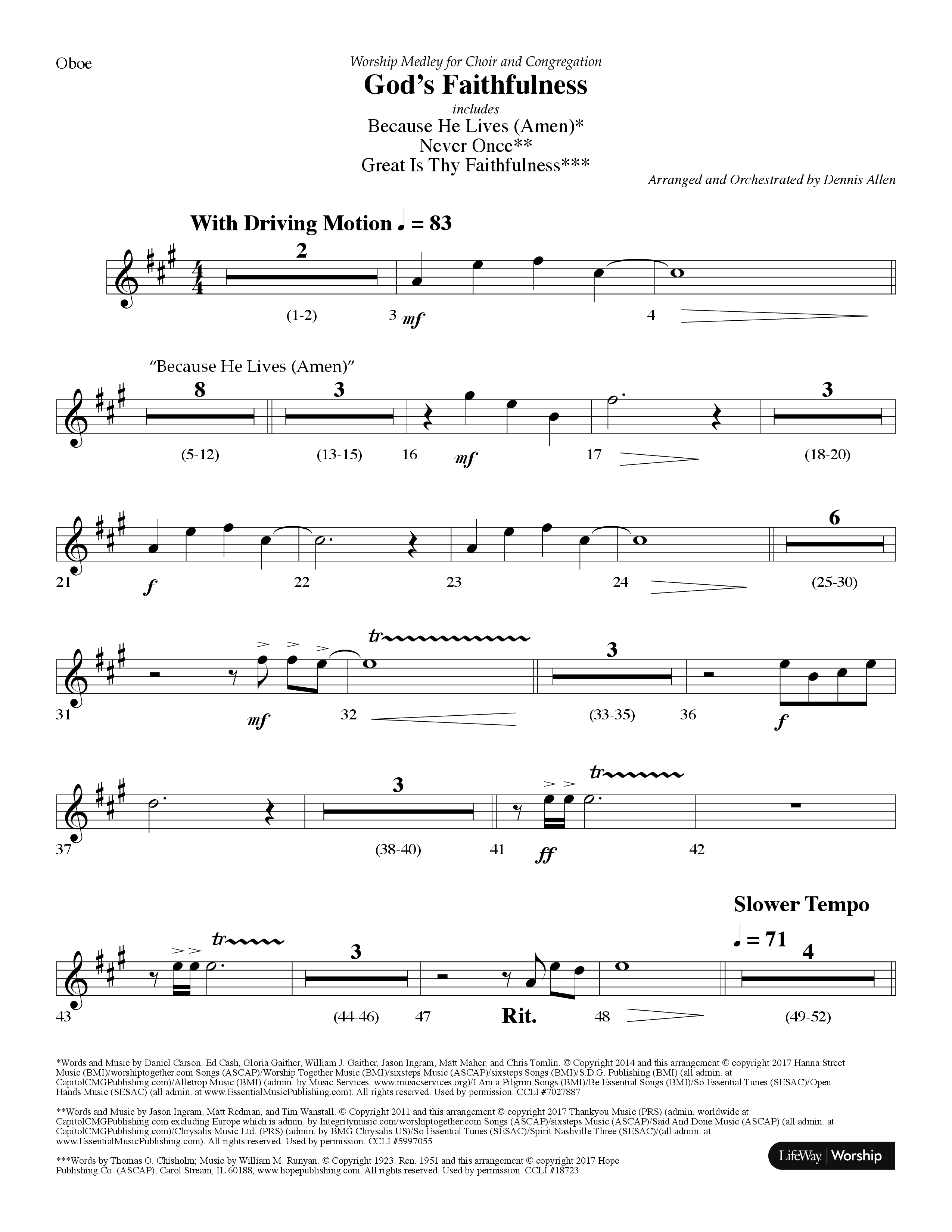 God's Faithfulness Medley (Choral Anthem SATB) Oboe (Lifeway Choral / Arr. Dennis Allen)