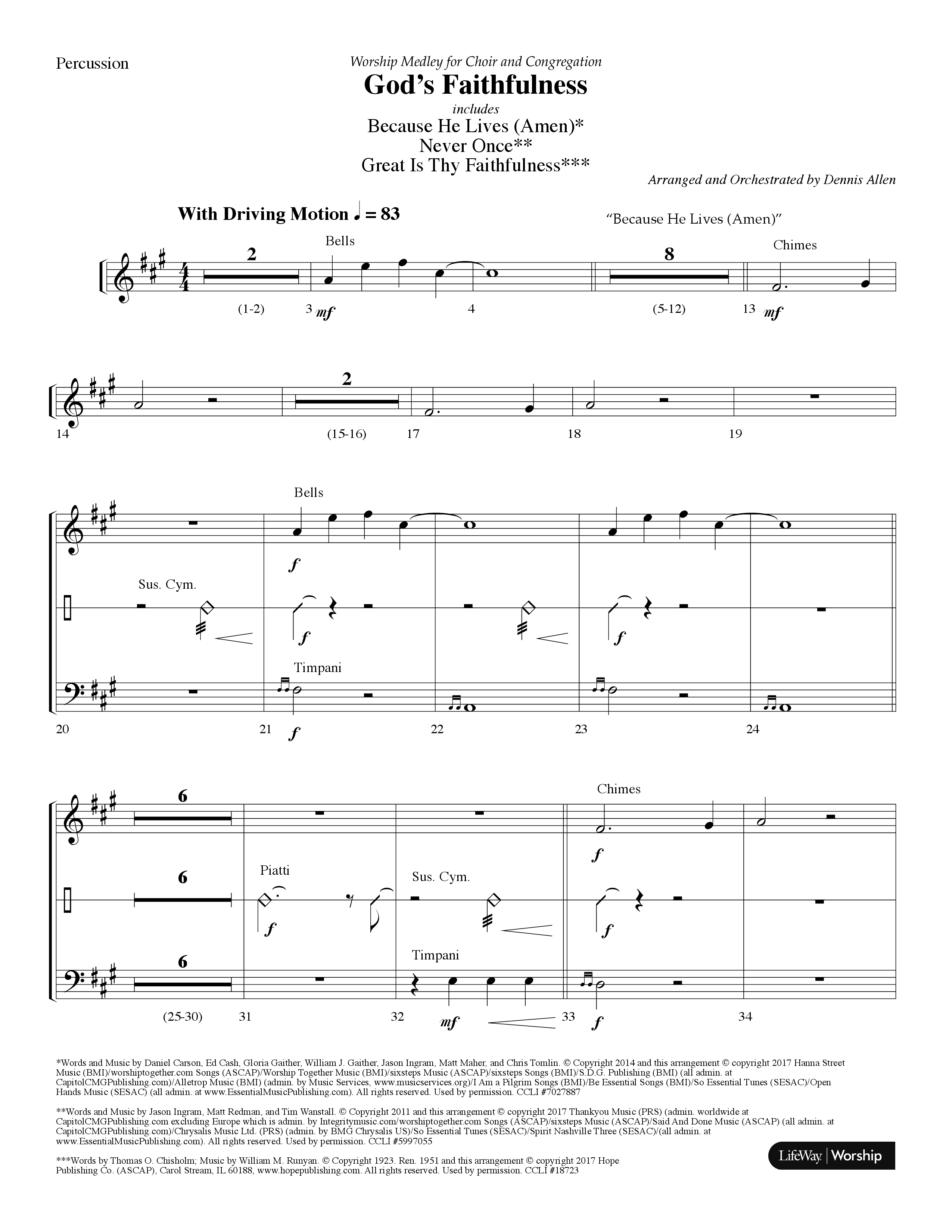 God's Faithfulness Medley (Choral Anthem SATB) Percussion (Lifeway Choral / Arr. Dennis Allen)