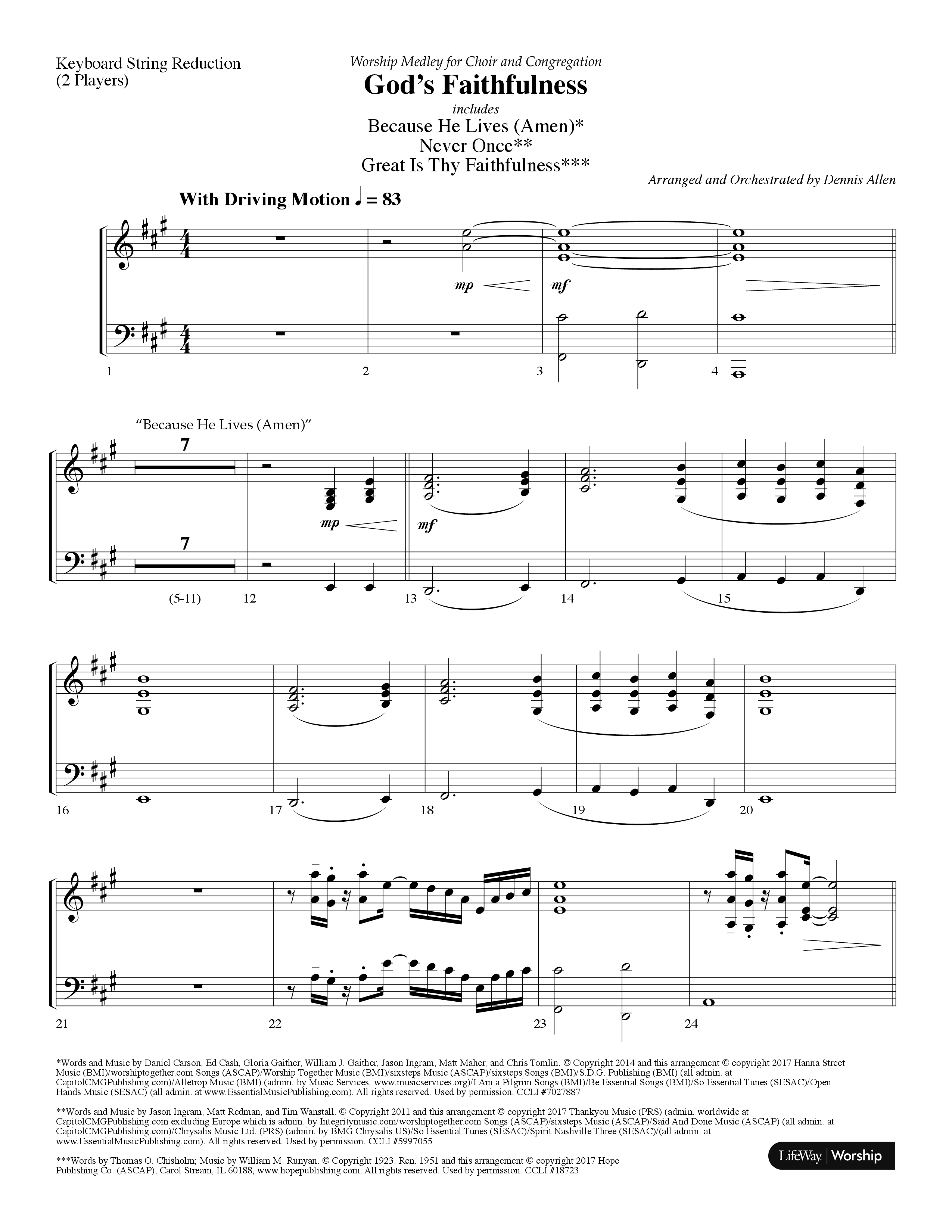 God's Faithfulness Medley (Choral Anthem SATB) String Reduction (Lifeway Choral / Arr. Dennis Allen)