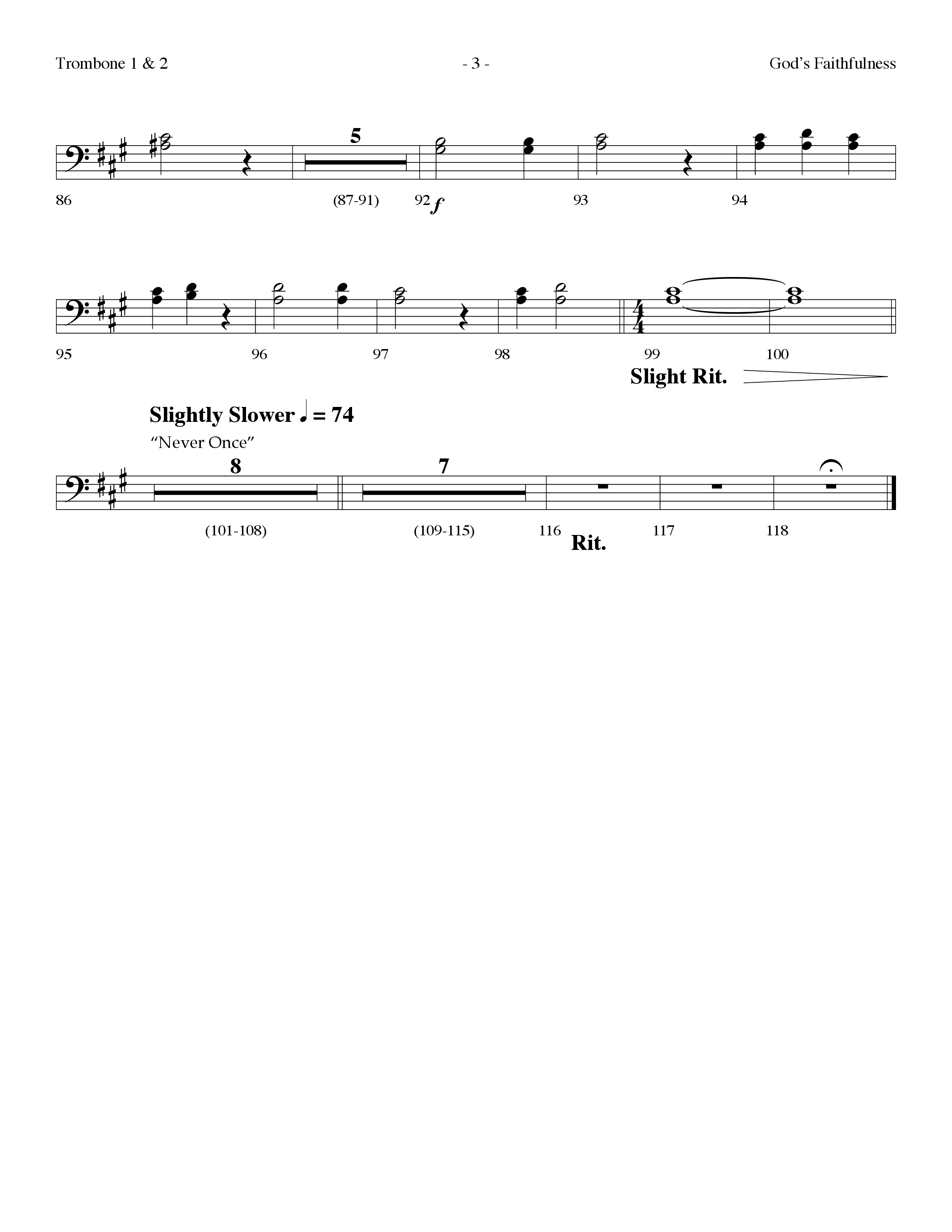 God's Faithfulness Medley (Choral Anthem SATB) Trombone 1/2 (Lifeway Choral / Arr. Dennis Allen)