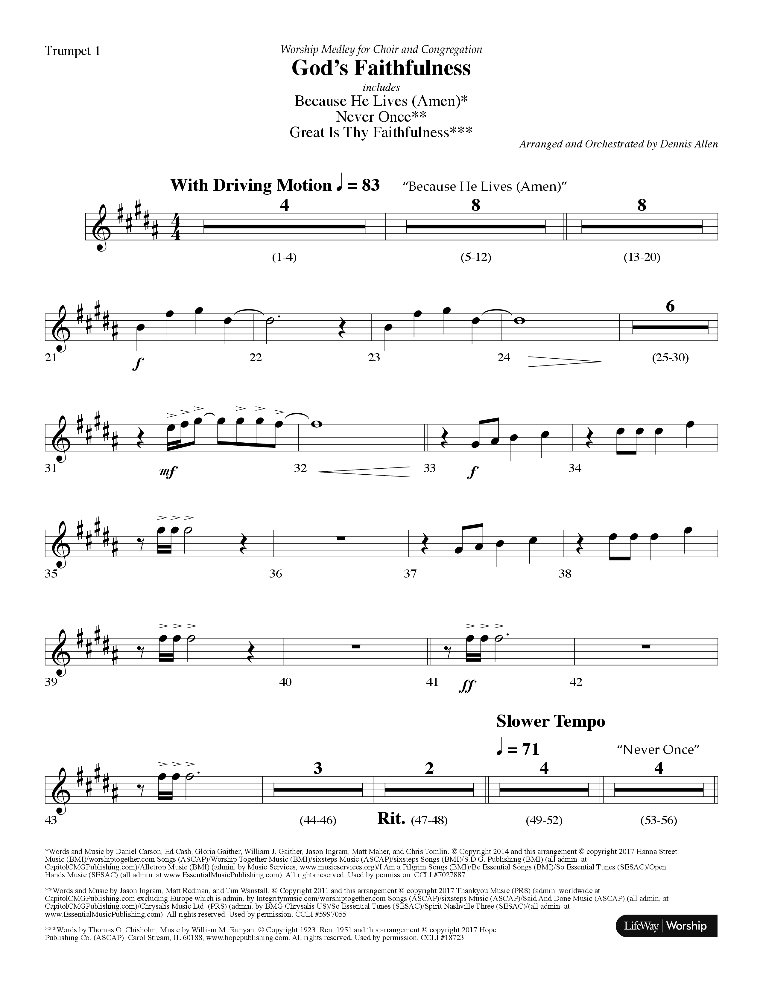 God's Faithfulness Medley (Choral Anthem SATB) Trumpet 1 (Lifeway Choral / Arr. Dennis Allen)