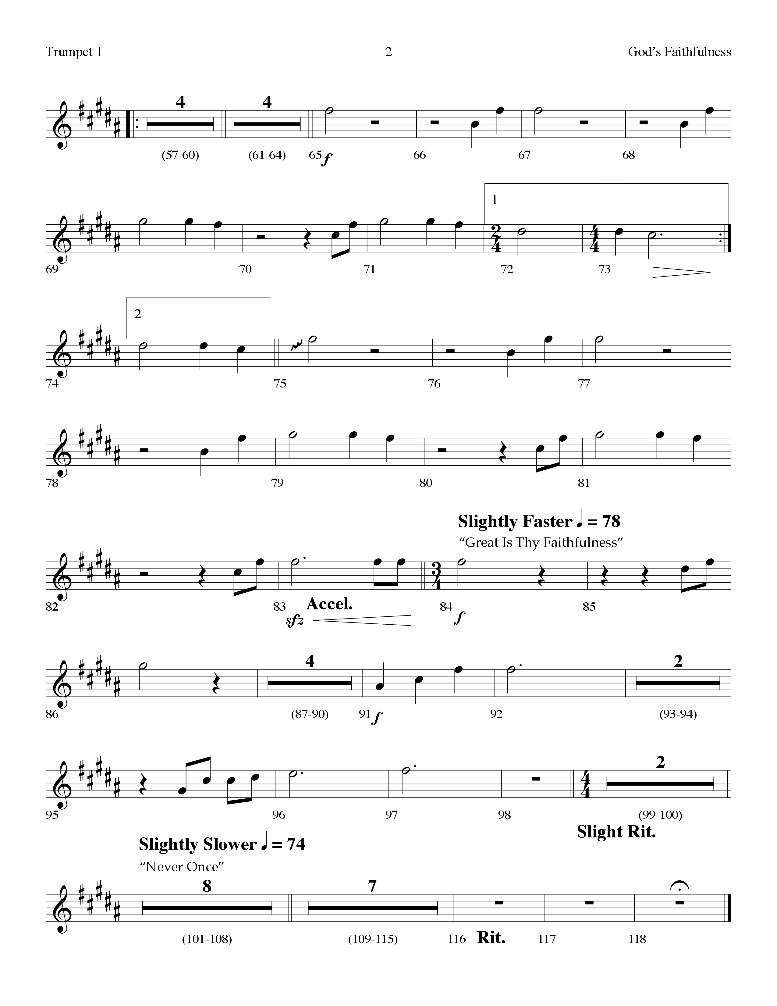 God's Faithfulness Medley (Choral Anthem SATB) Trumpet 1 (Lifeway Choral / Arr. Dennis Allen)