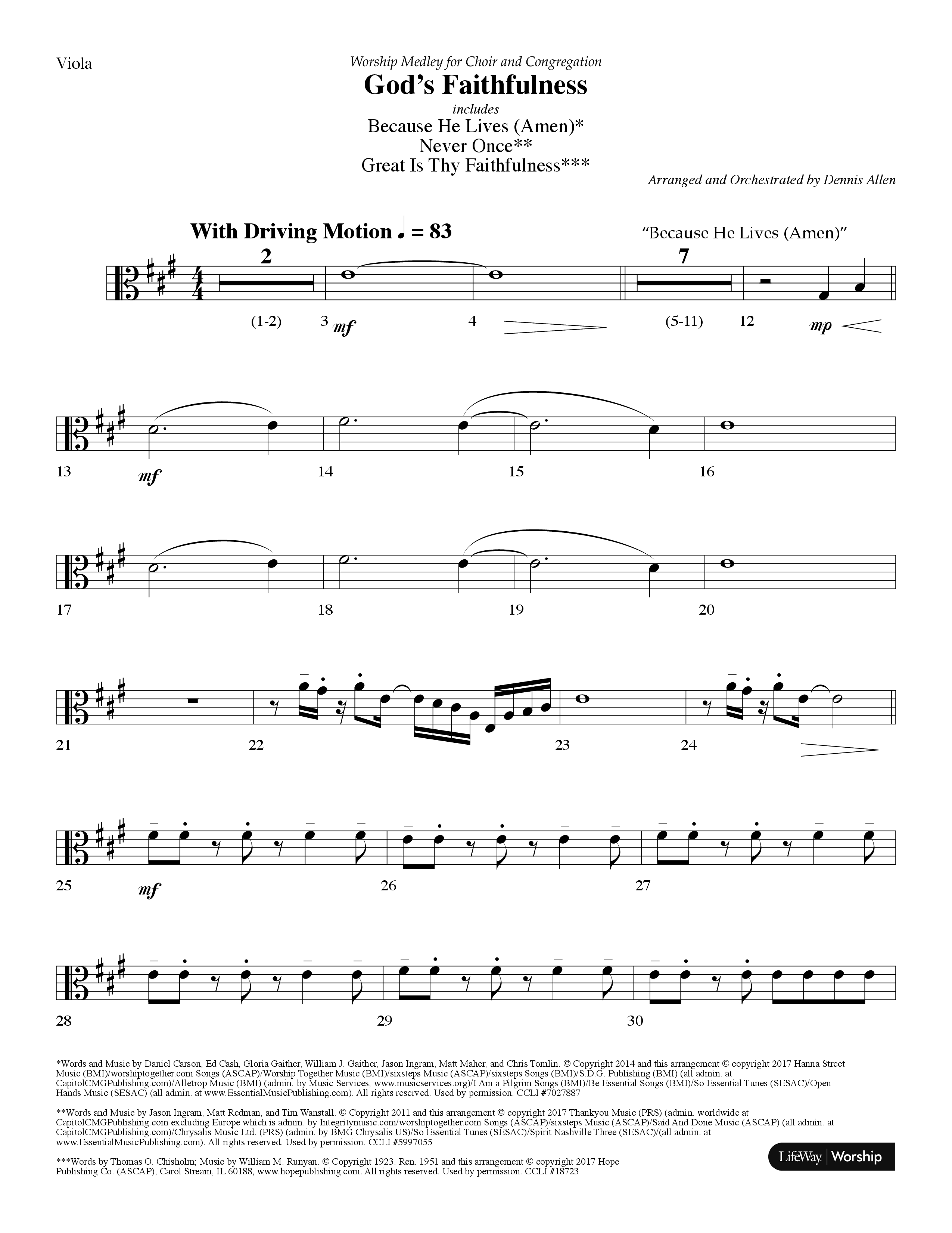 God's Faithfulness Medley (Choral Anthem SATB) Viola (Lifeway Choral / Arr. Dennis Allen)