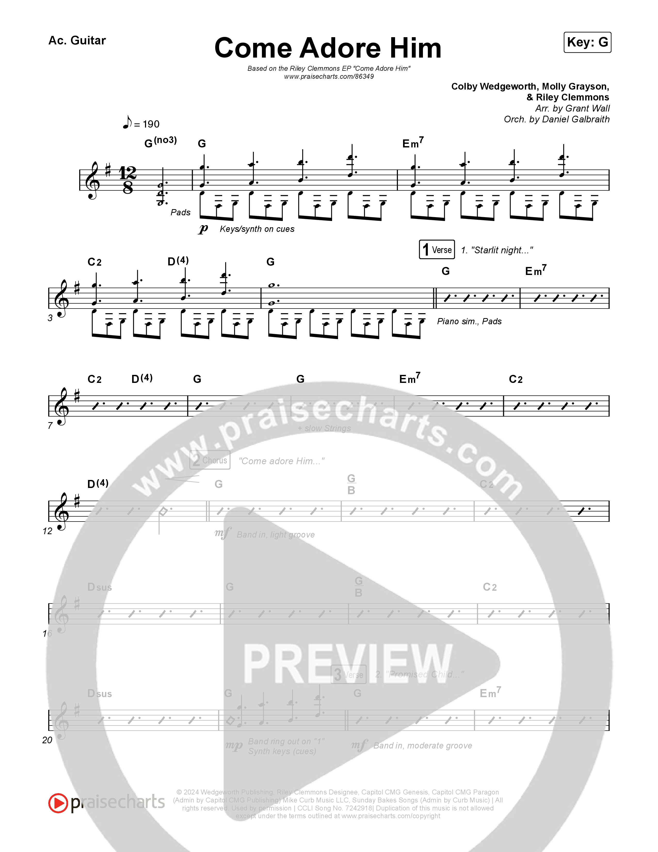 Come Adore Him Acoustic Guitar (Riley Clemmons)