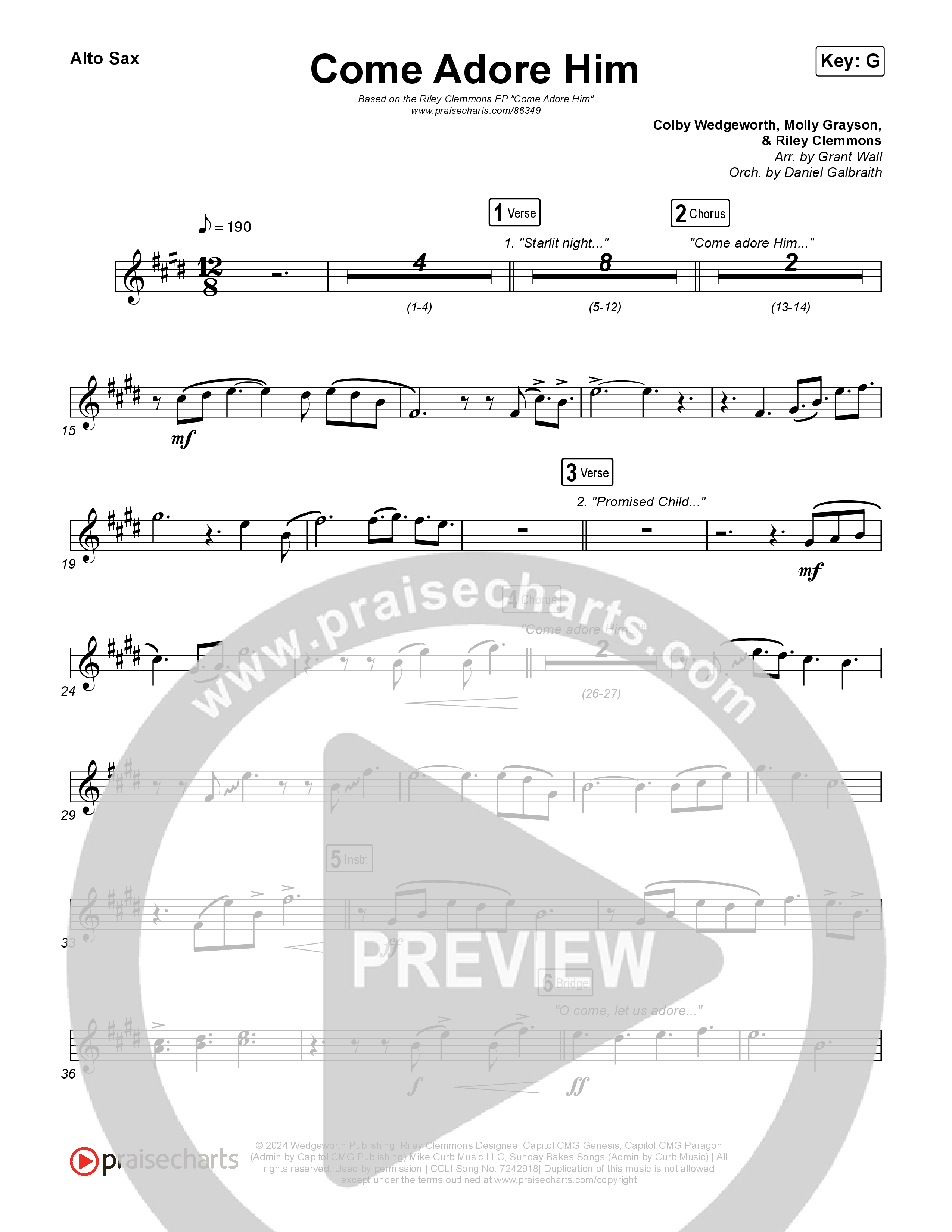 Come Adore Him Alto Sax (Riley Clemmons)