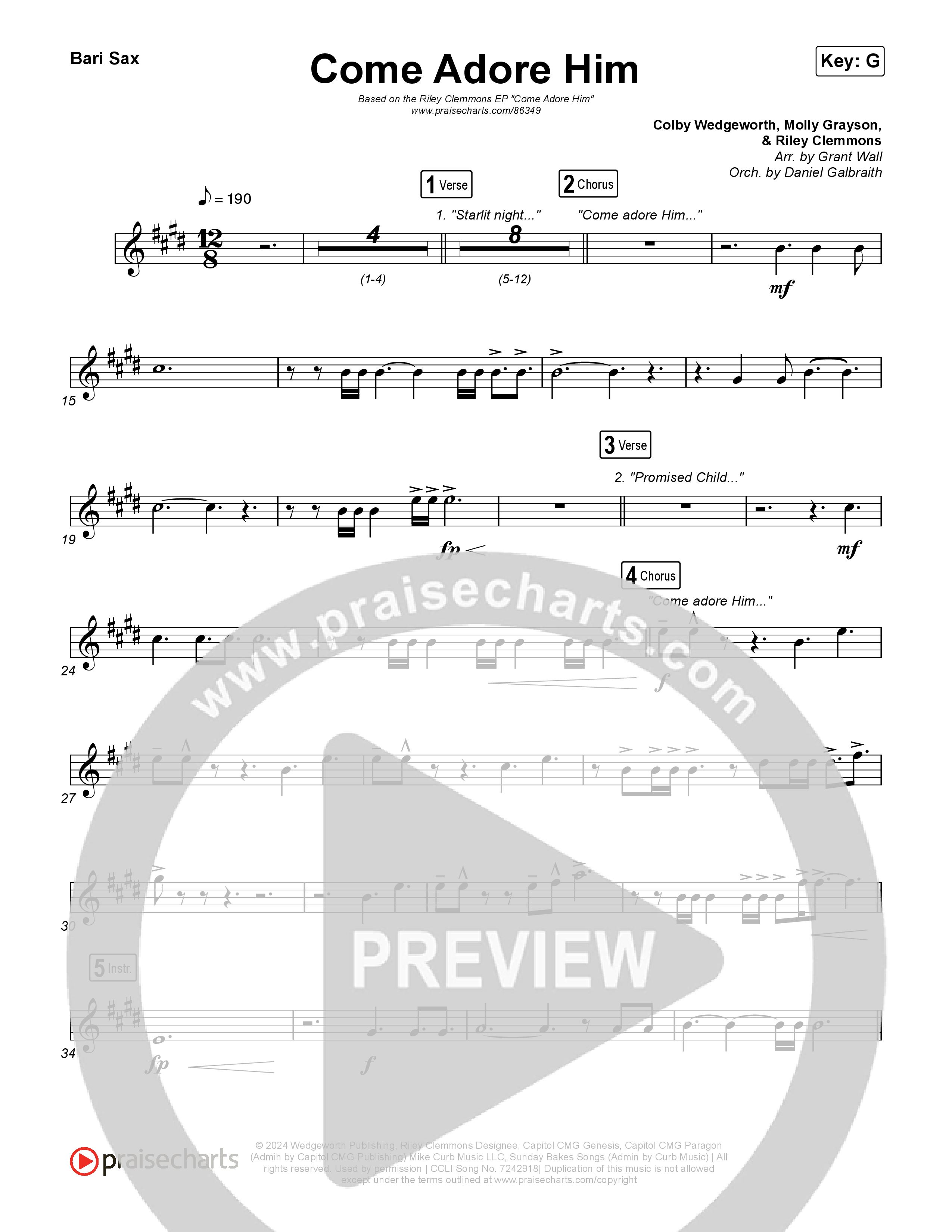 Come Adore Him Bari Sax (Riley Clemmons)