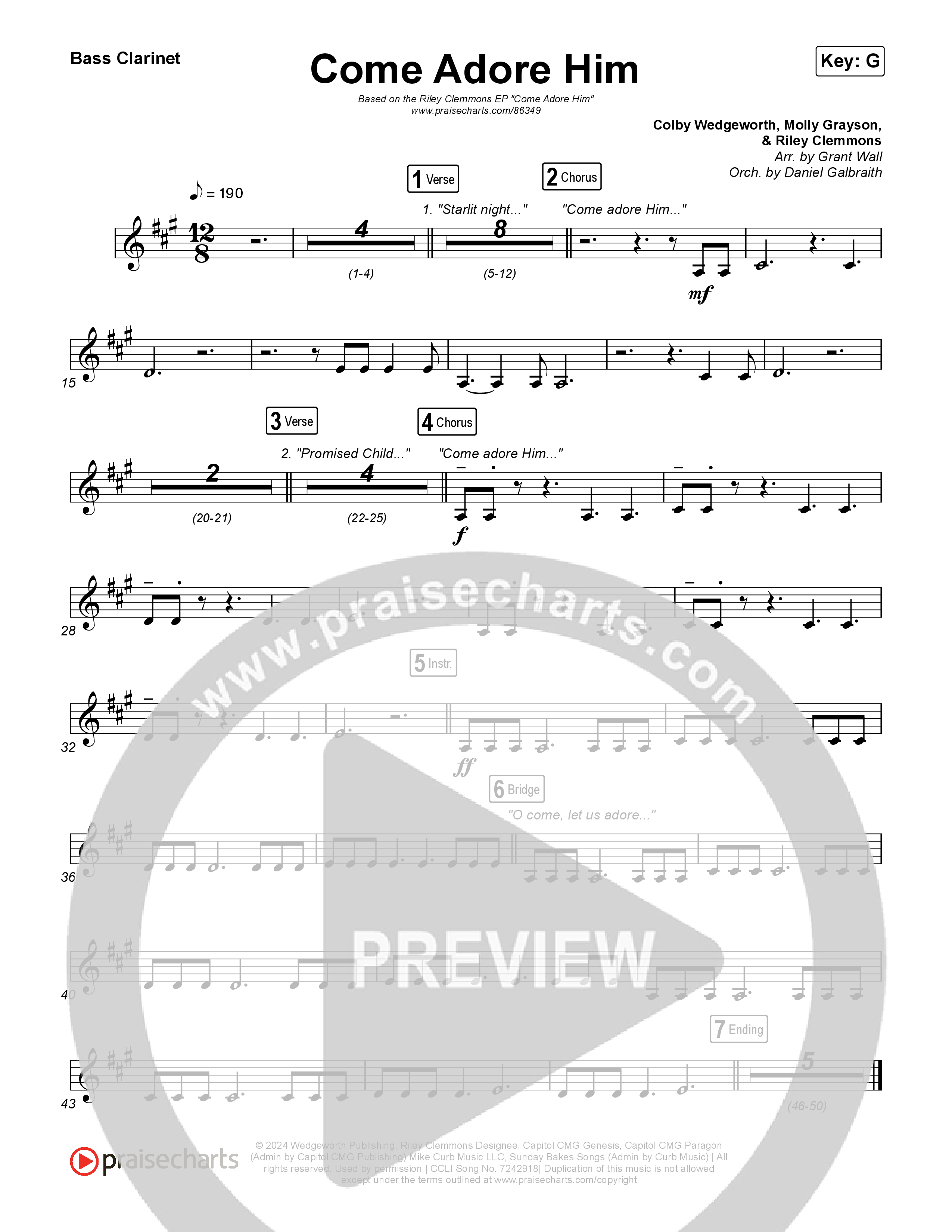 Come Adore Him Bass Clarinet (Riley Clemmons)