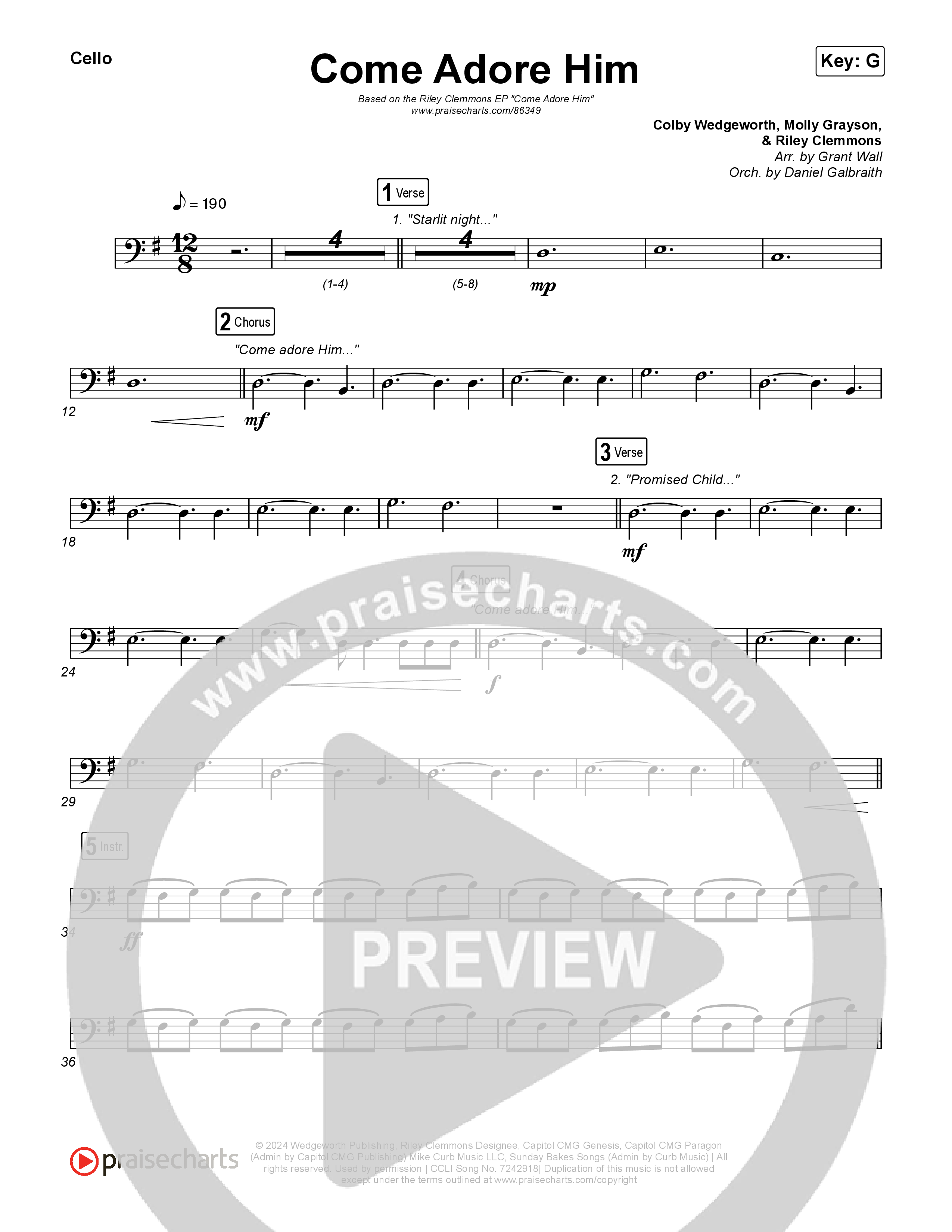 Come Adore Him Cello (Riley Clemmons)