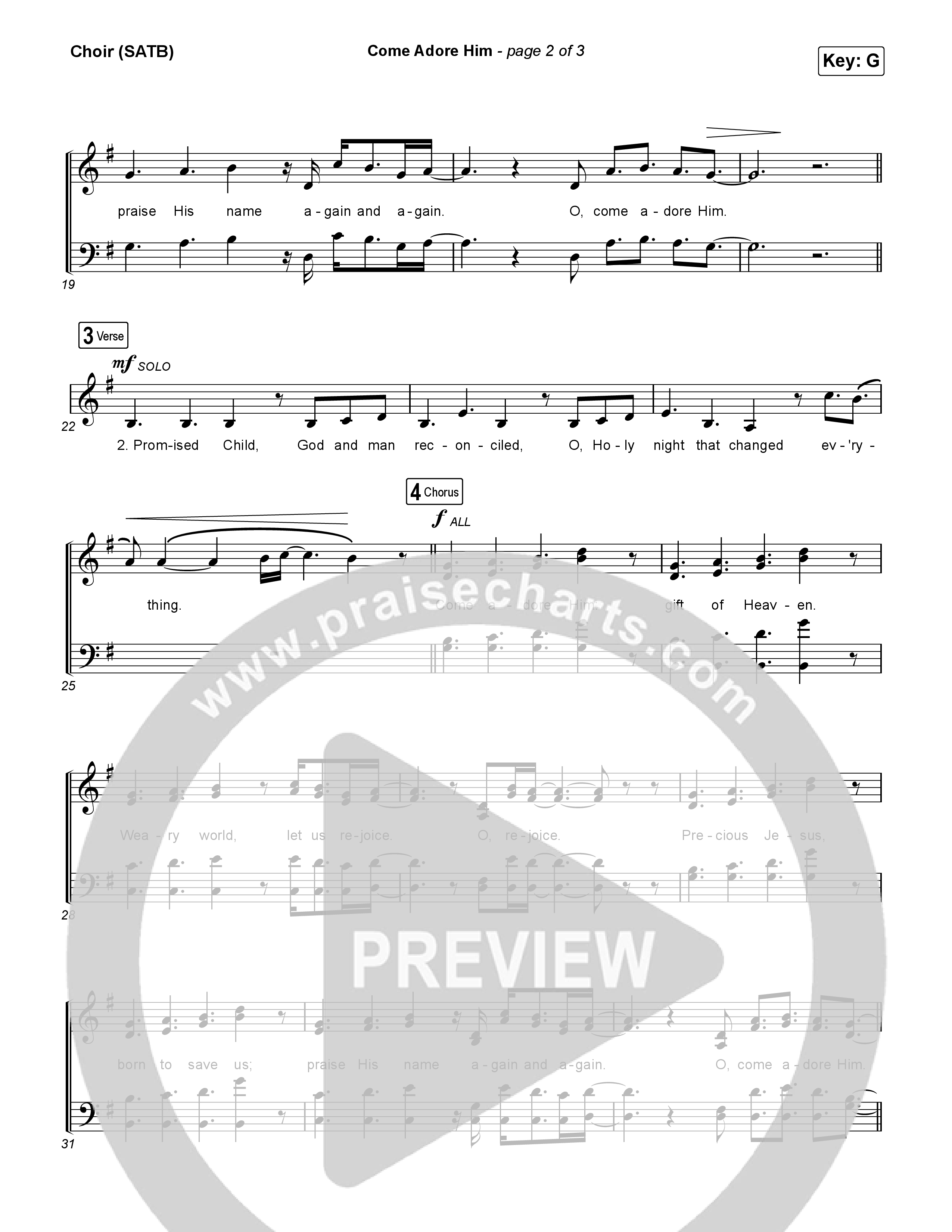Come Adore Him Vocal Sheet (SATB) (Riley Clemmons)