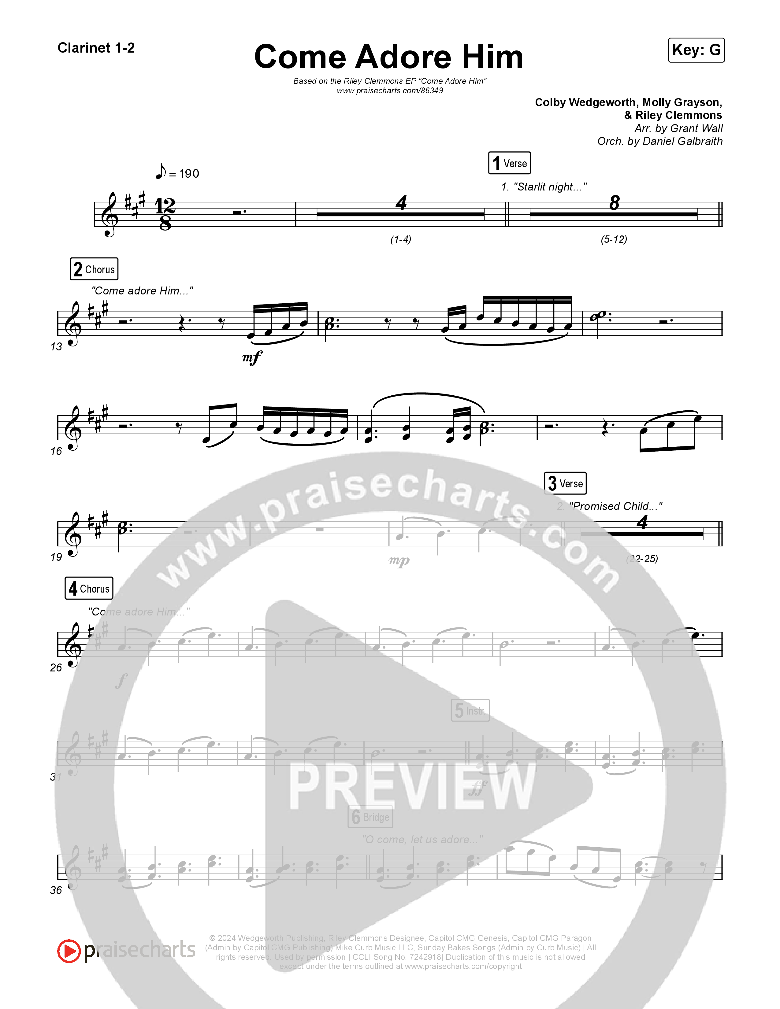 Come Adore Him Clarinet 1/2 (Riley Clemmons)