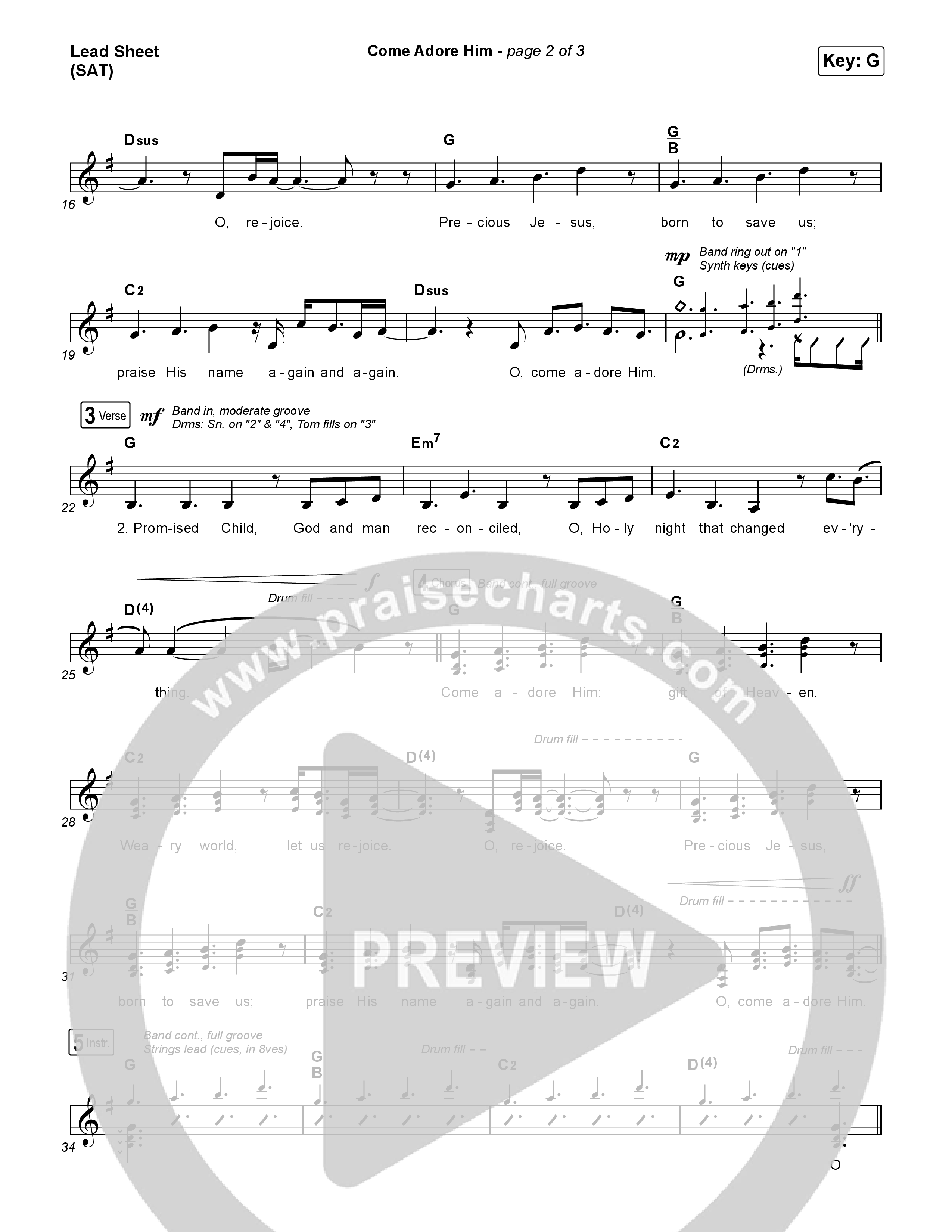 Come Adore Him Lead Sheet (SAT) (Riley Clemmons)