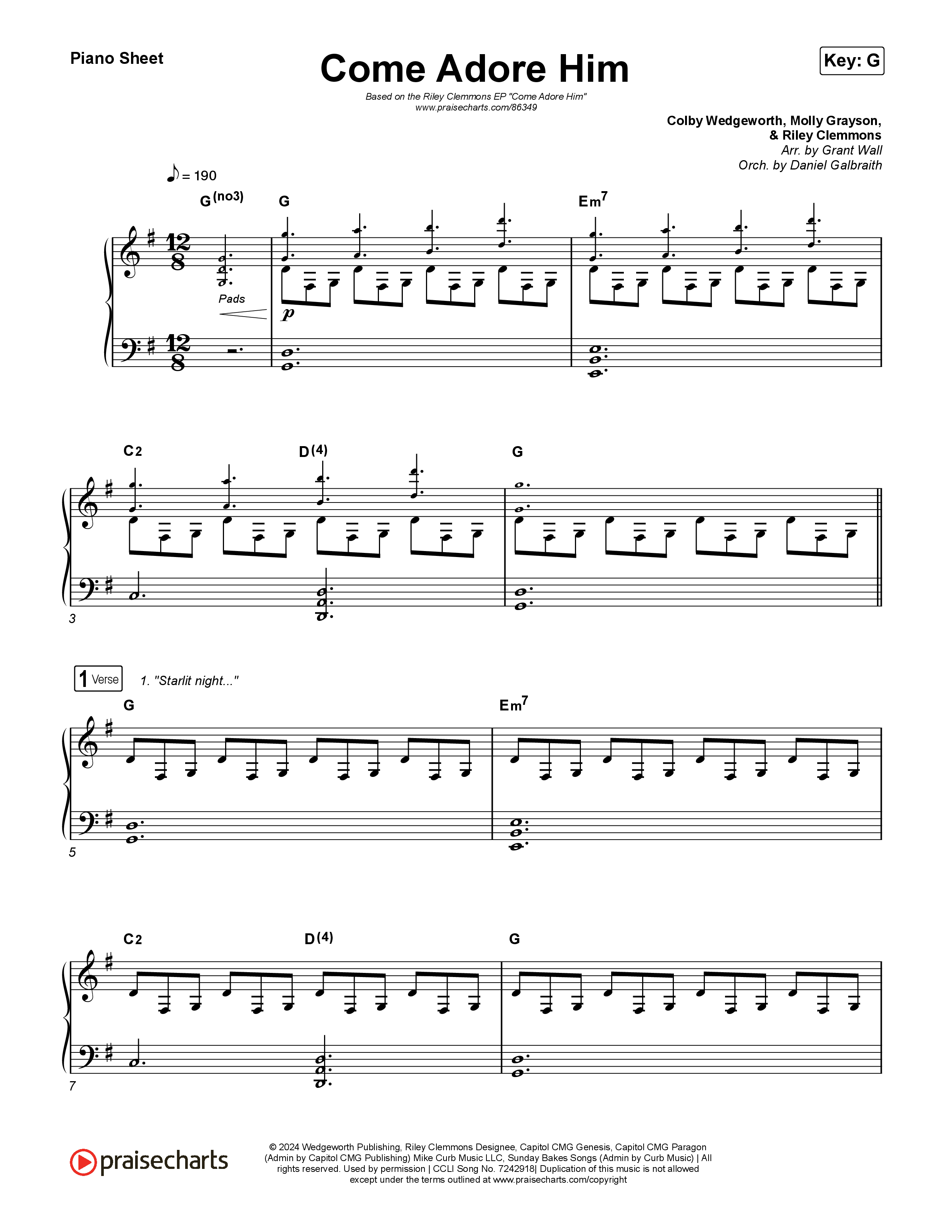 Come Adore Him Piano Sheet (Riley Clemmons)