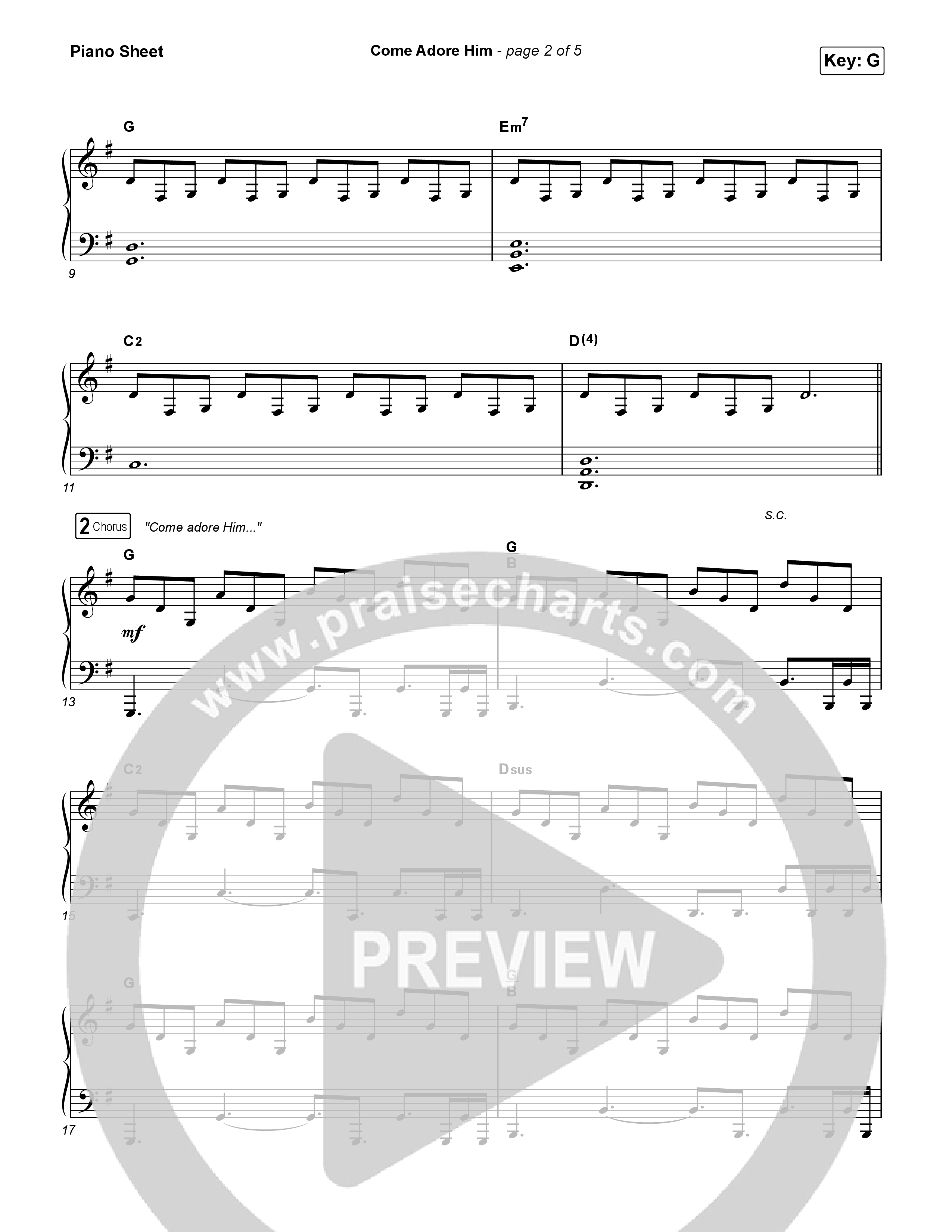 Come Adore Him Piano Sheet (Riley Clemmons)