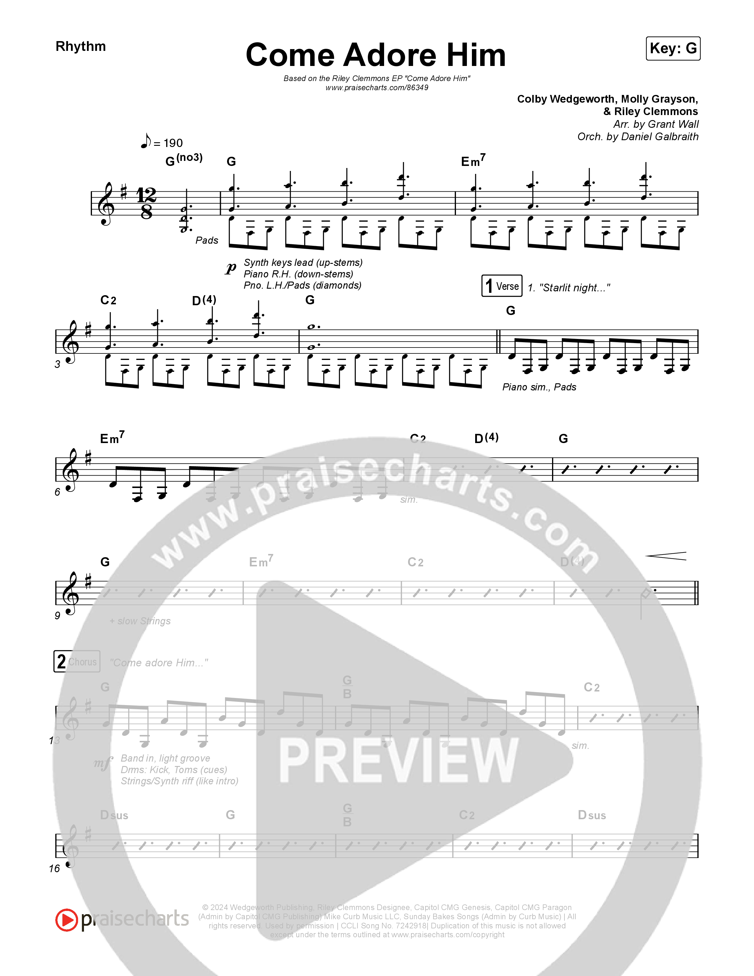 Come Adore Him Rhythm Chart (Riley Clemmons)