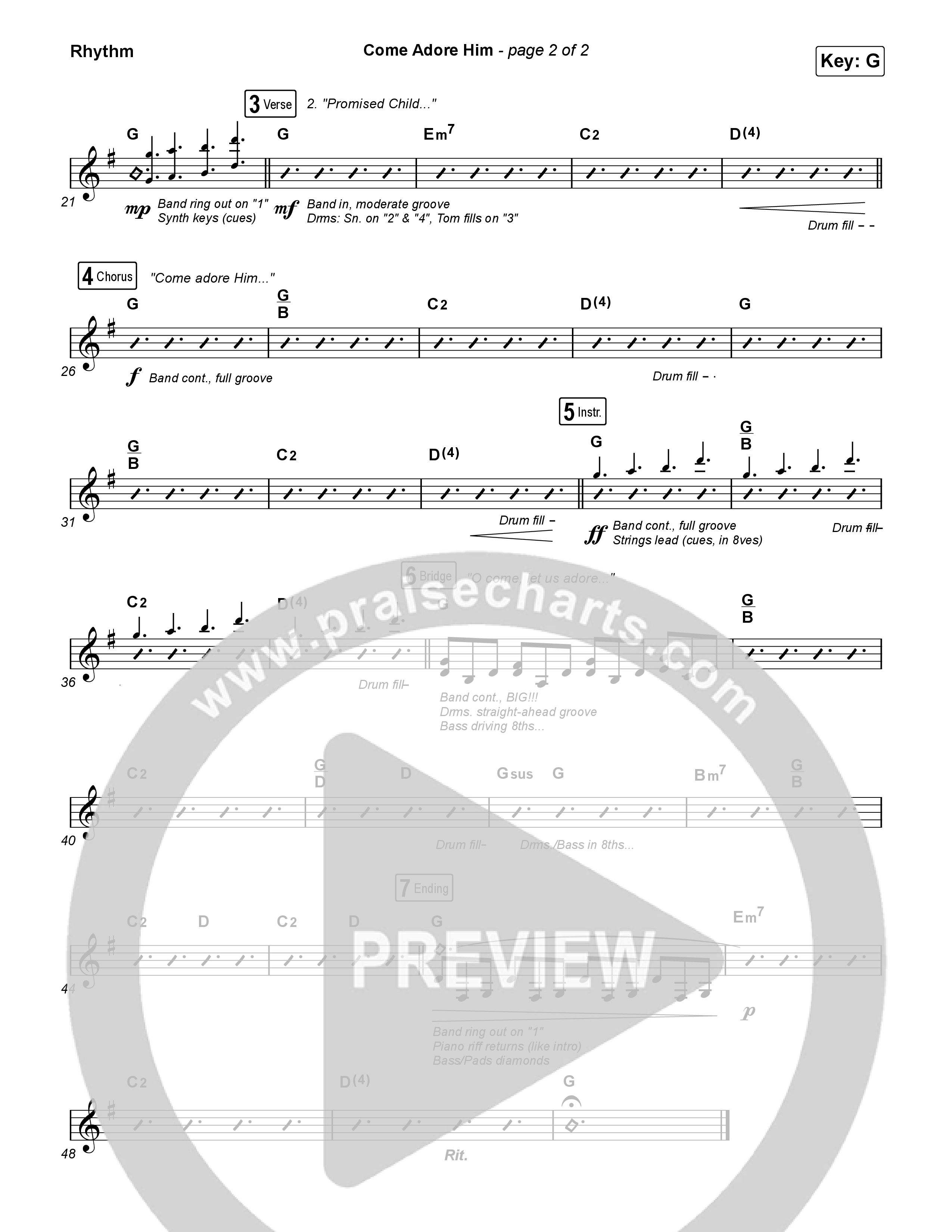 Come Adore Him Rhythm Chart (Riley Clemmons)