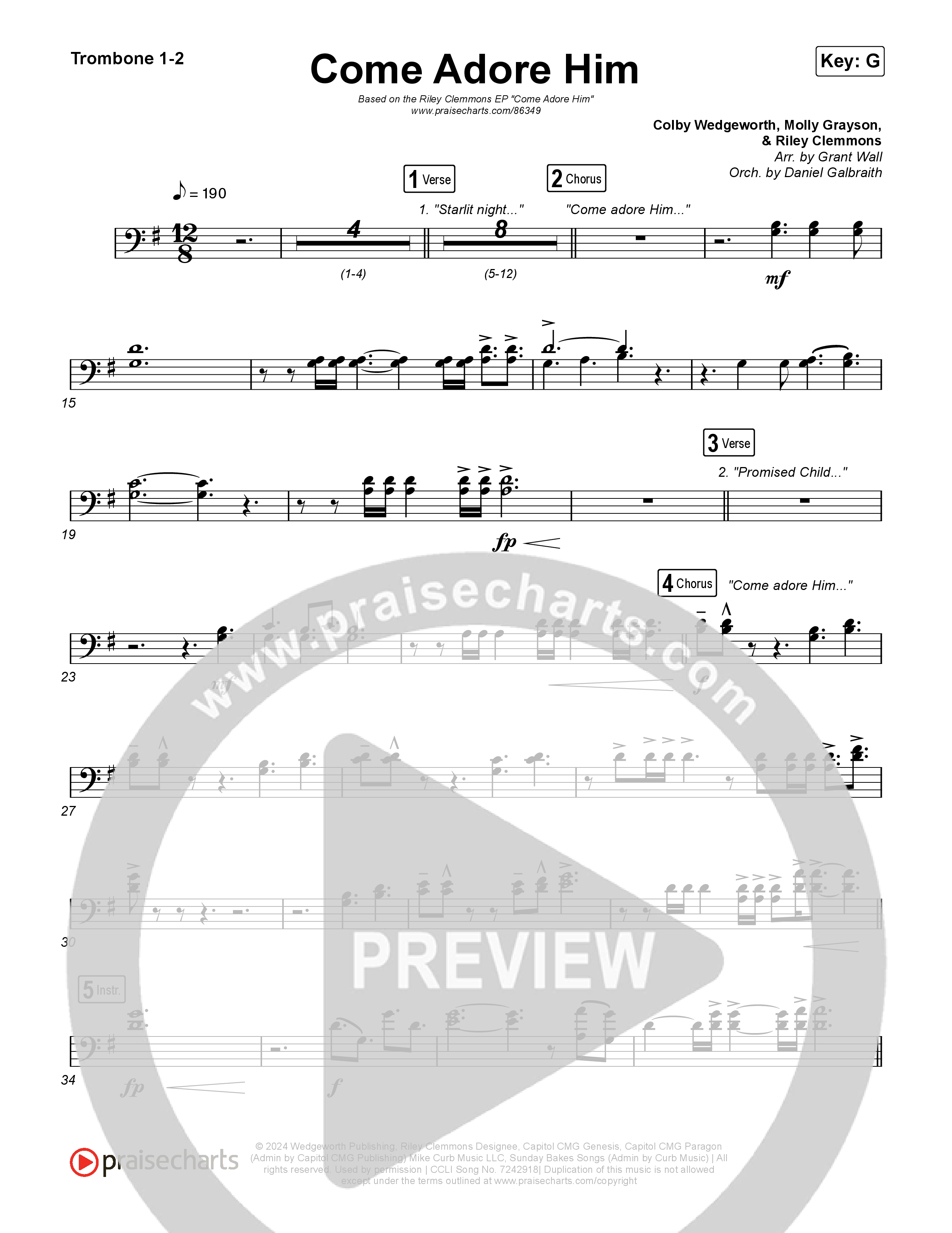 Come Adore Him Trombone 1/2 (Riley Clemmons)
