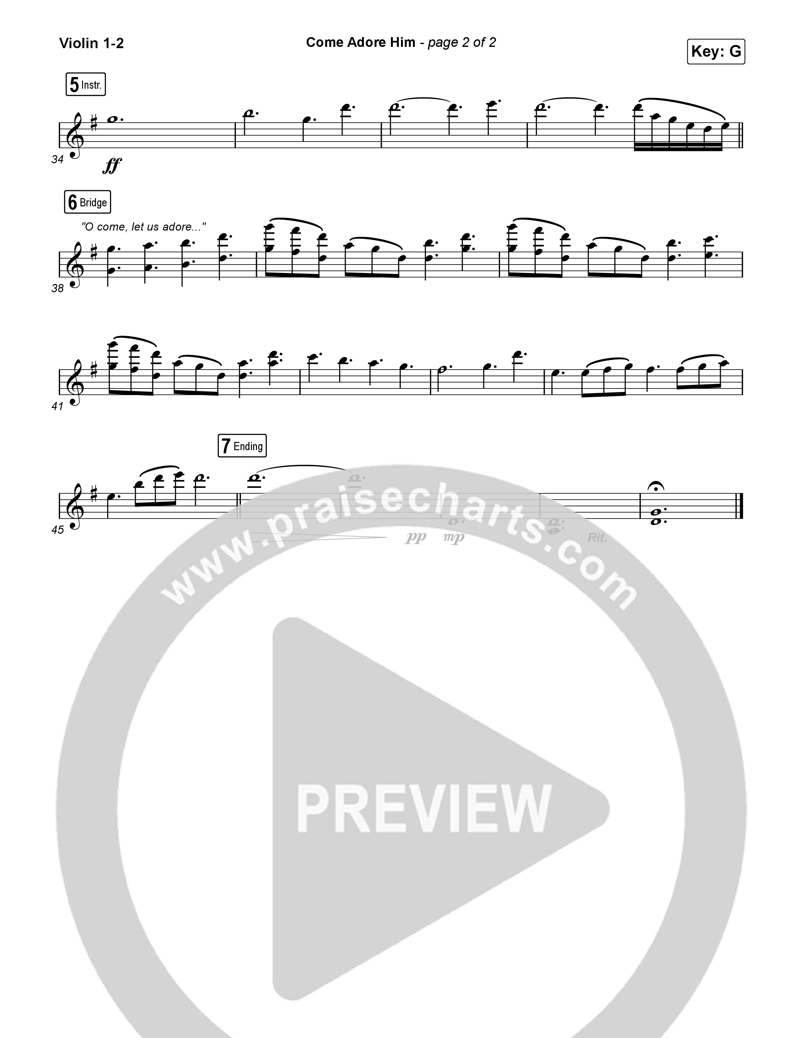 Come Adore Him Violin 1/2 (Riley Clemmons)