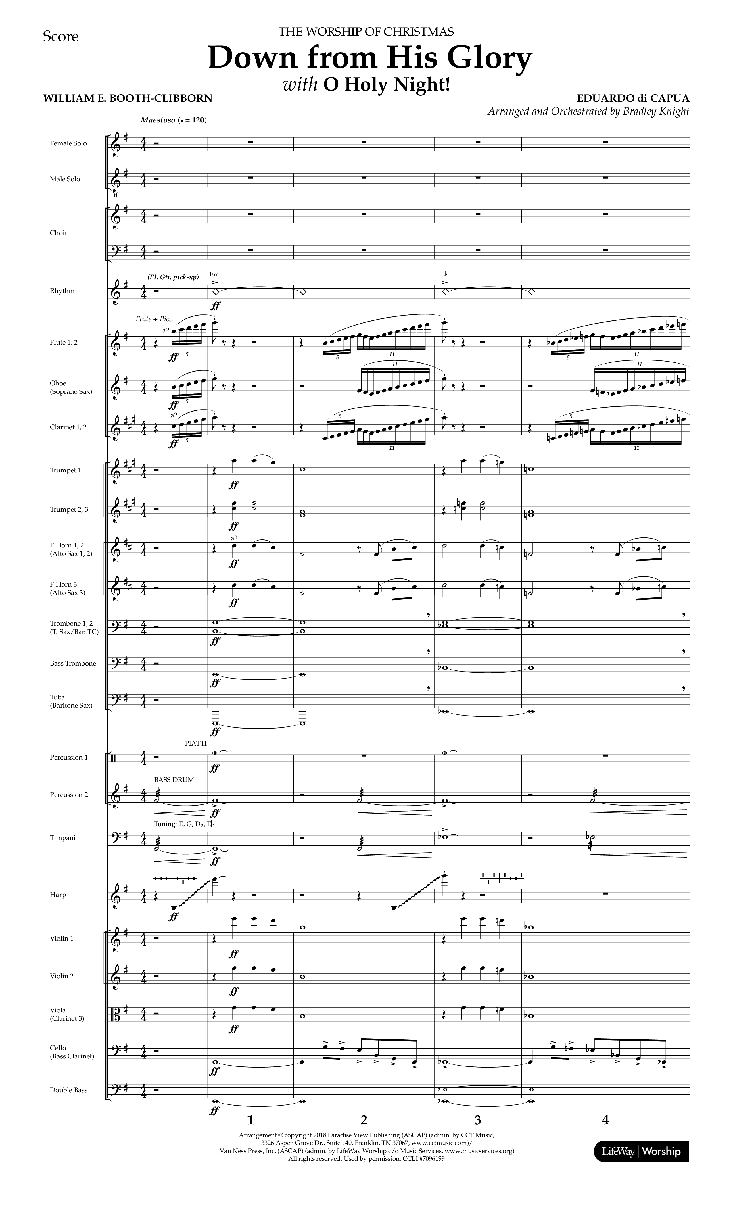 Down From His Glory (with O Holy Night) (Choral Anthem SATB) Orchestration (Lifeway Choral / Arr. Bradley Knight)