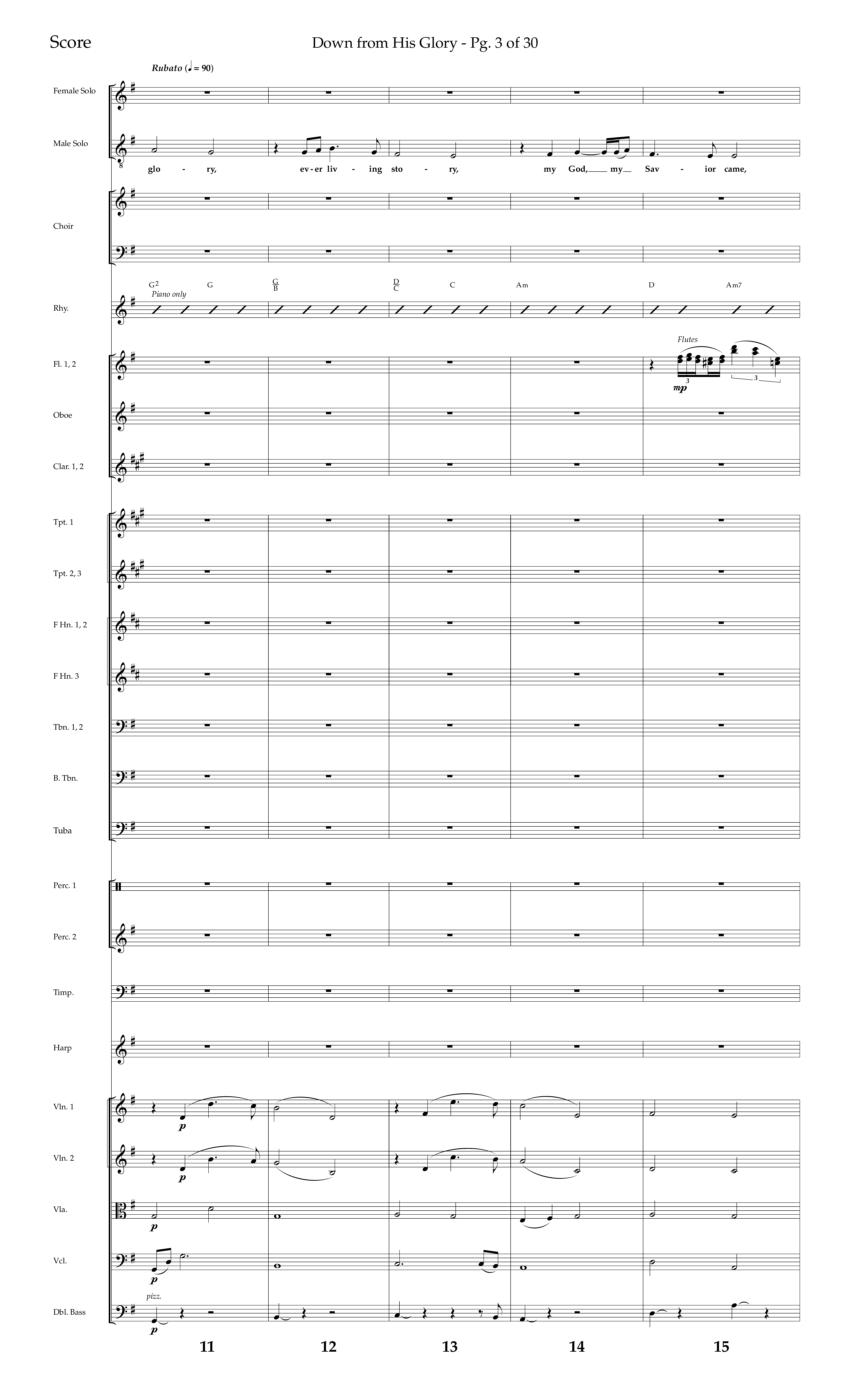 Down From His Glory (with O Holy Night) (Choral Anthem SATB) Orchestration (Lifeway Choral / Arr. Bradley Knight)