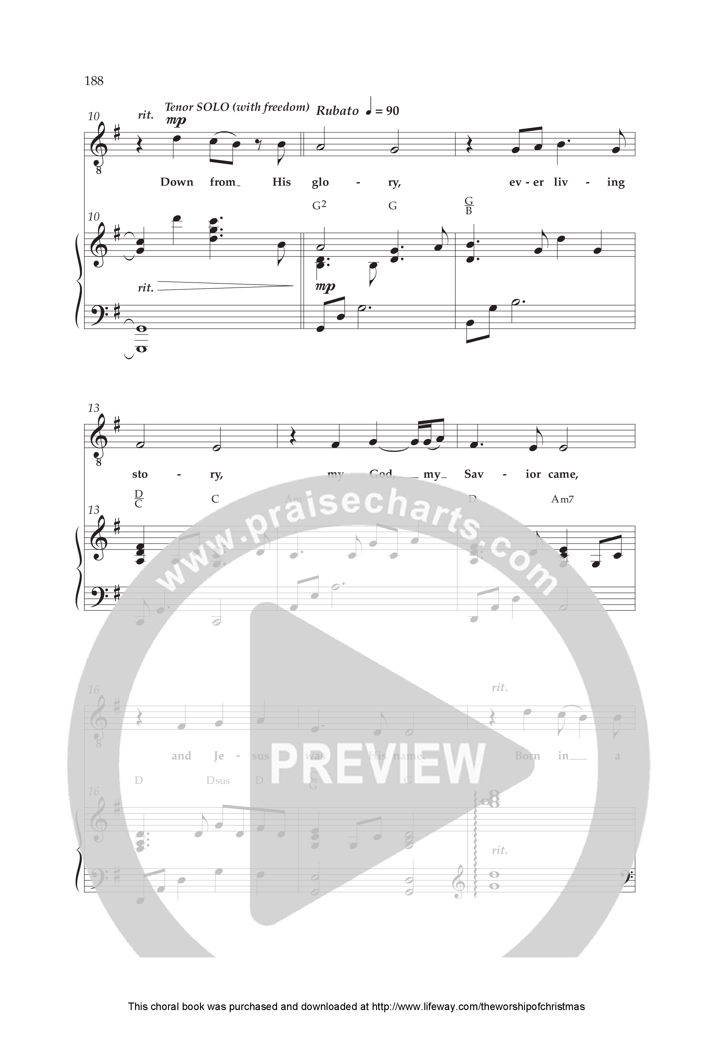 Down From His Glory (with O Holy Night) (Choral Anthem SATB) Anthem (SATB/Piano) (Lifeway Choral / Arr. Bradley Knight)