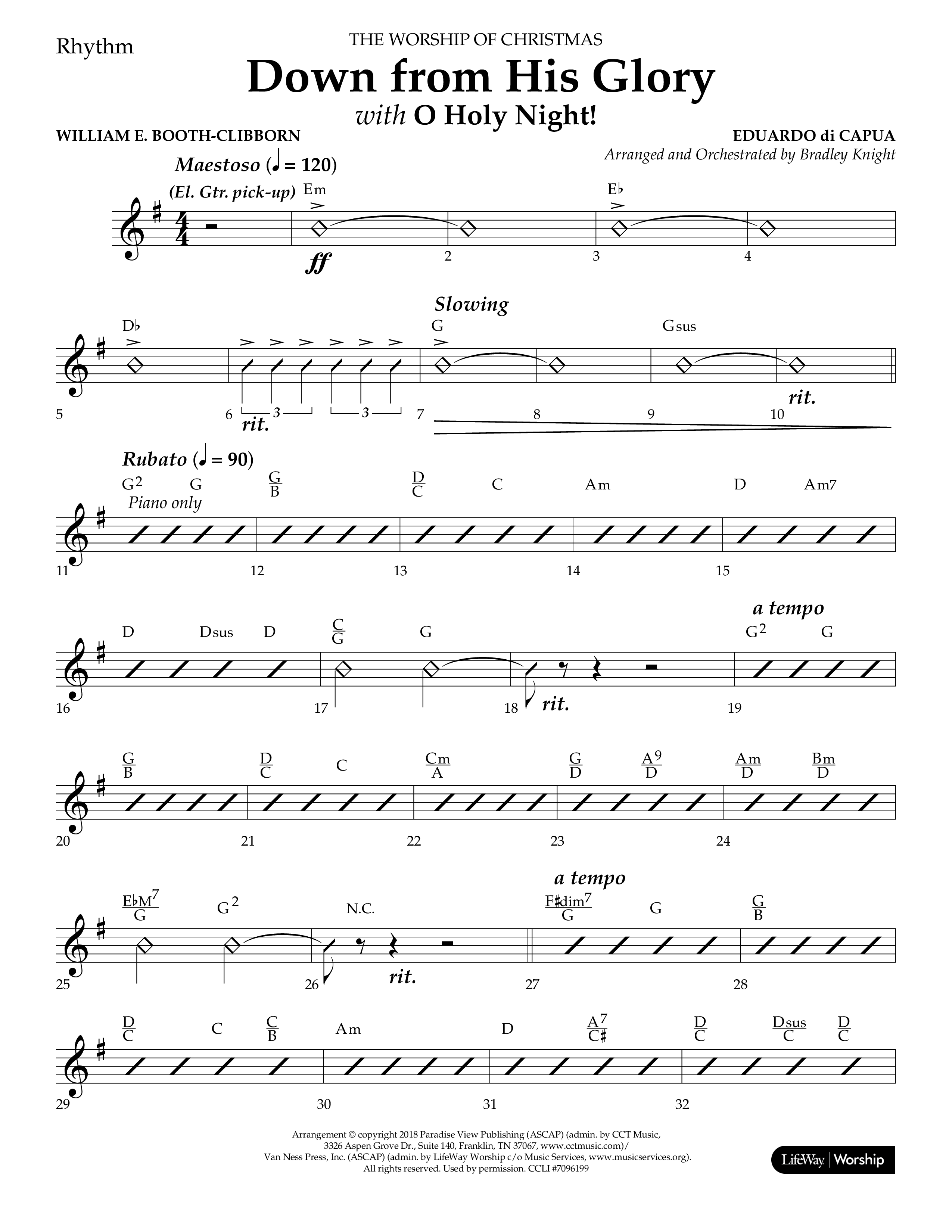 Down From His Glory (with O Holy Night) (Choral Anthem SATB) Lead Melody & Rhythm (Lifeway Choral / Arr. Bradley Knight)