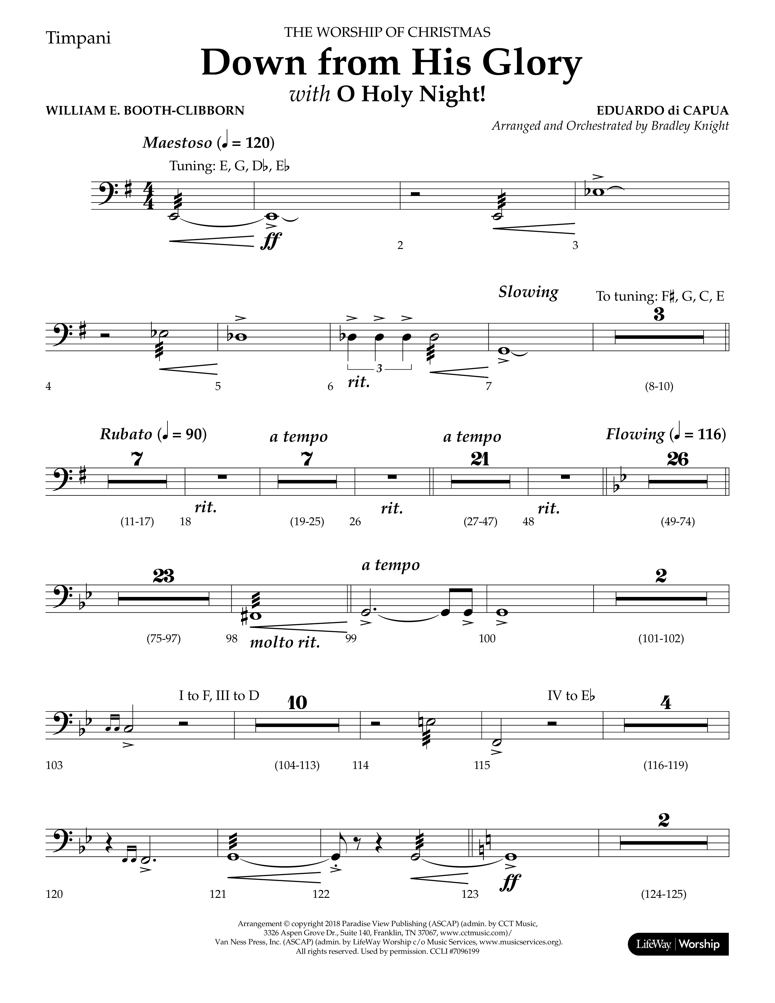 Down From His Glory (with O Holy Night) (Choral Anthem SATB) Timpani (Lifeway Choral / Arr. Bradley Knight)
