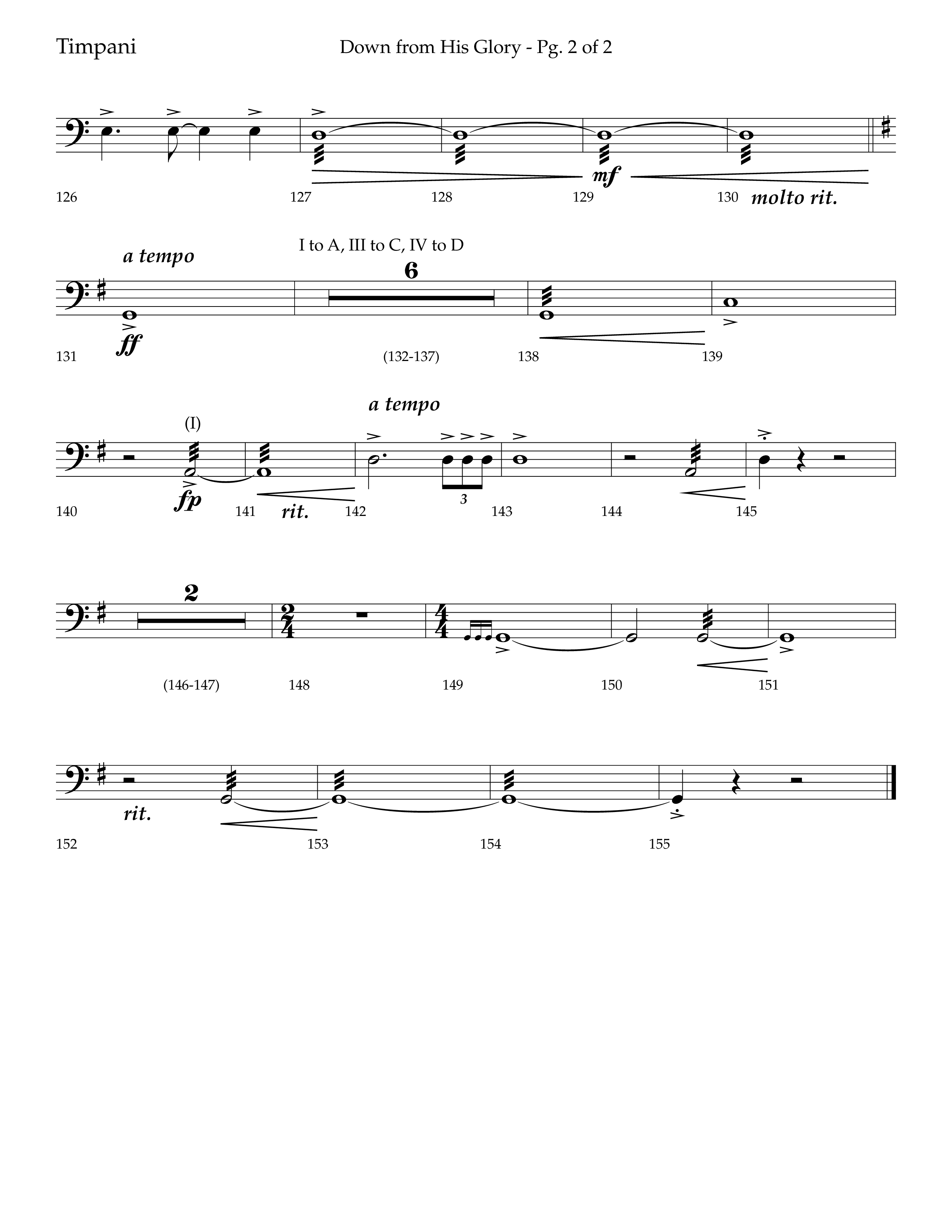 Down From His Glory (with O Holy Night) (Choral Anthem SATB) Timpani (Lifeway Choral / Arr. Bradley Knight)