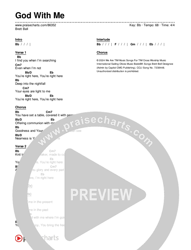 God With Me Chords & Lyrics (Brett Bell)