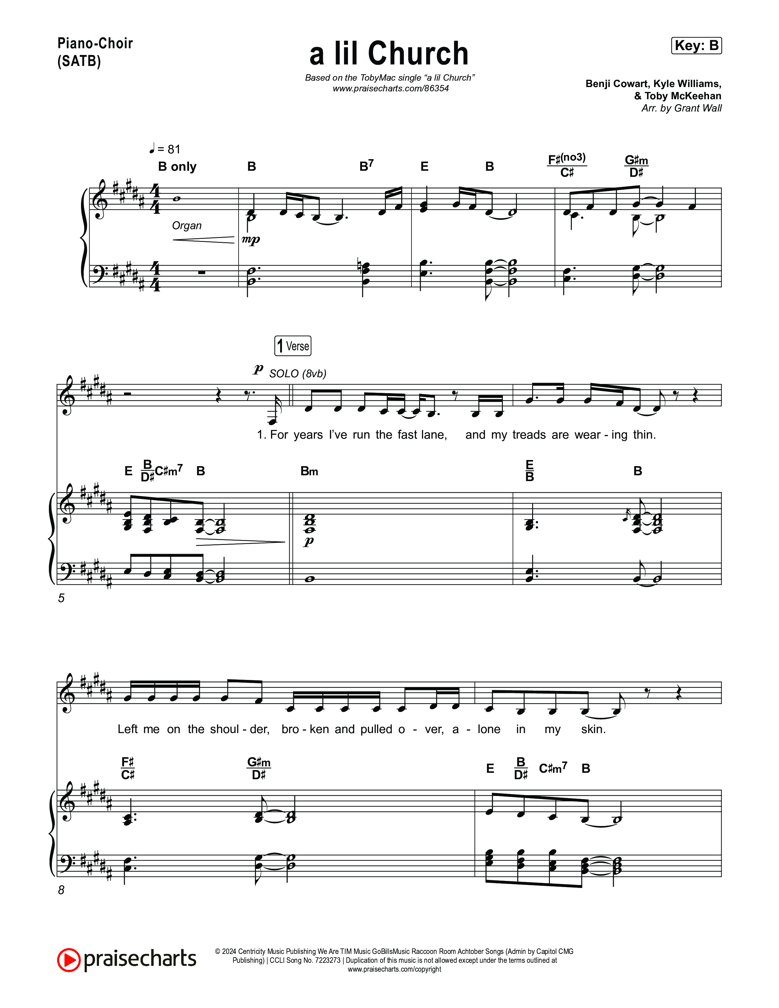 a lil church (nobody's too lost) Sheet Music PDF (TobyMac