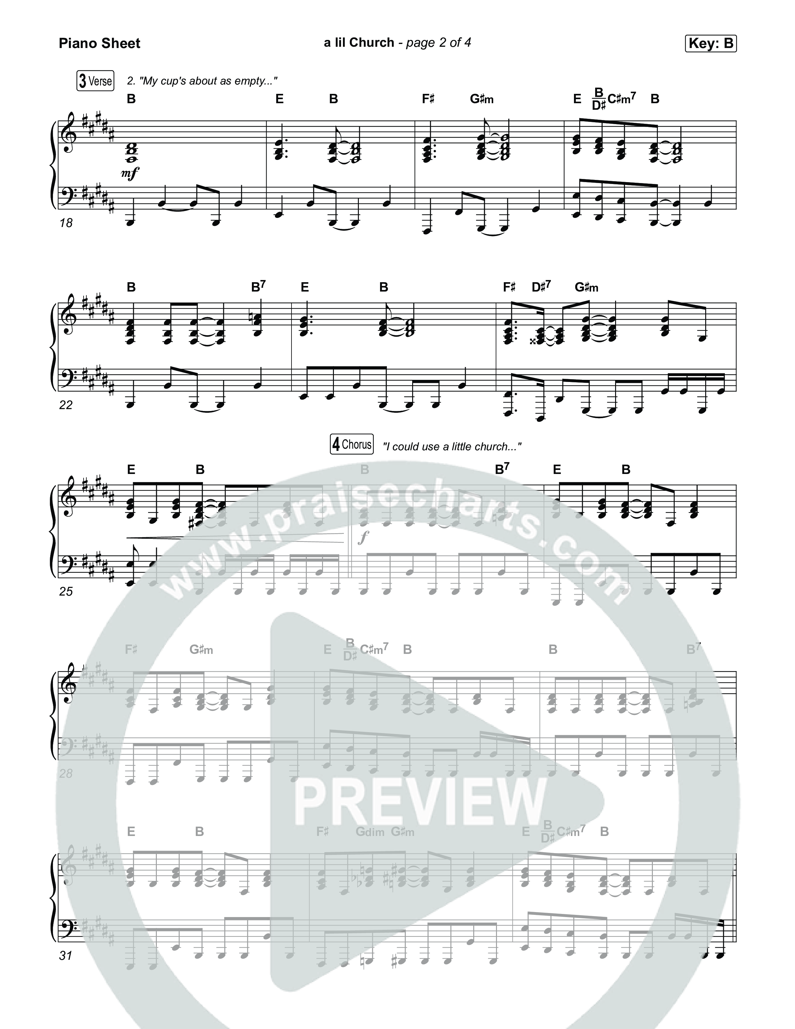 a lil church (nobody's too lost) Piano Sheet (TobyMac)