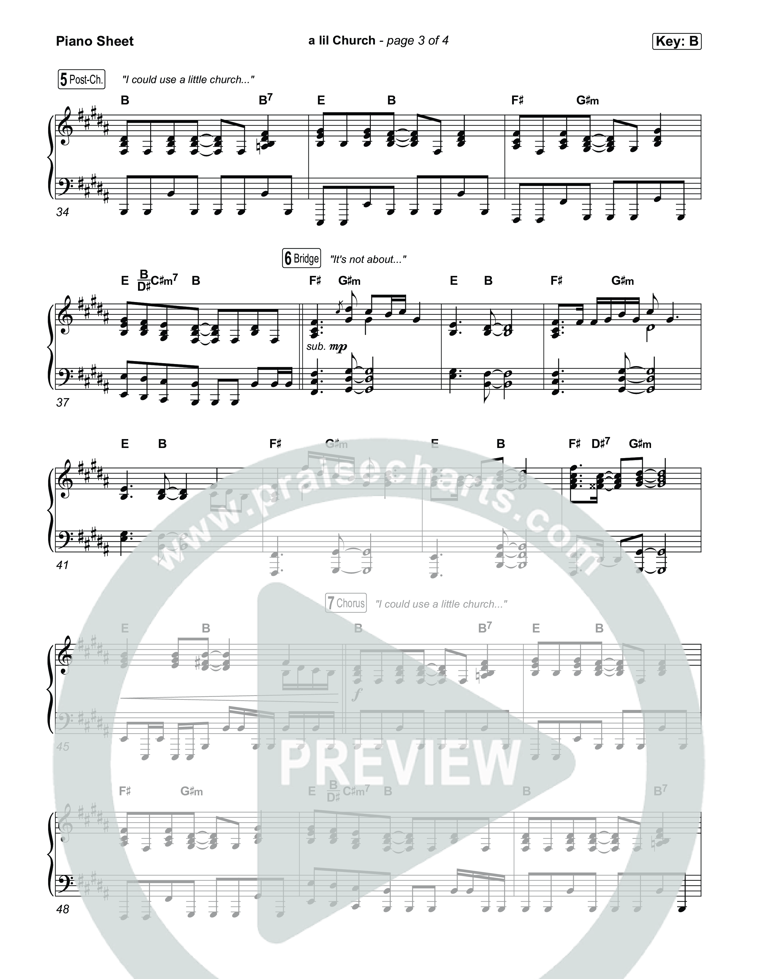 a lil church (nobody's too lost) Piano Sheet (TobyMac)