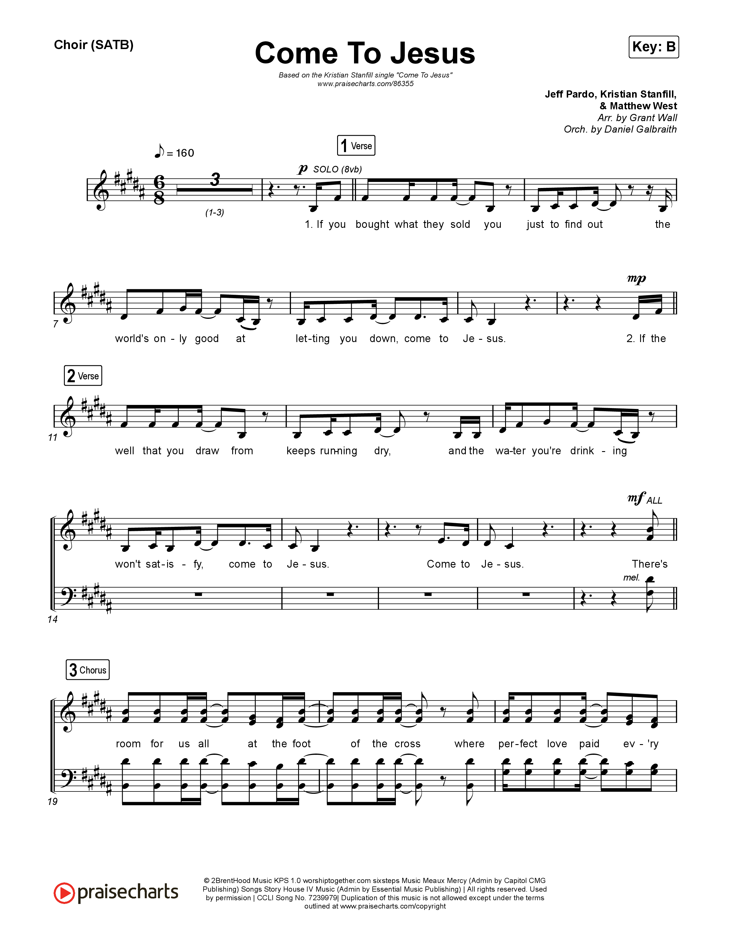 Come To Jesus Choir Sheet (SATB) (Kristian Stanfill)