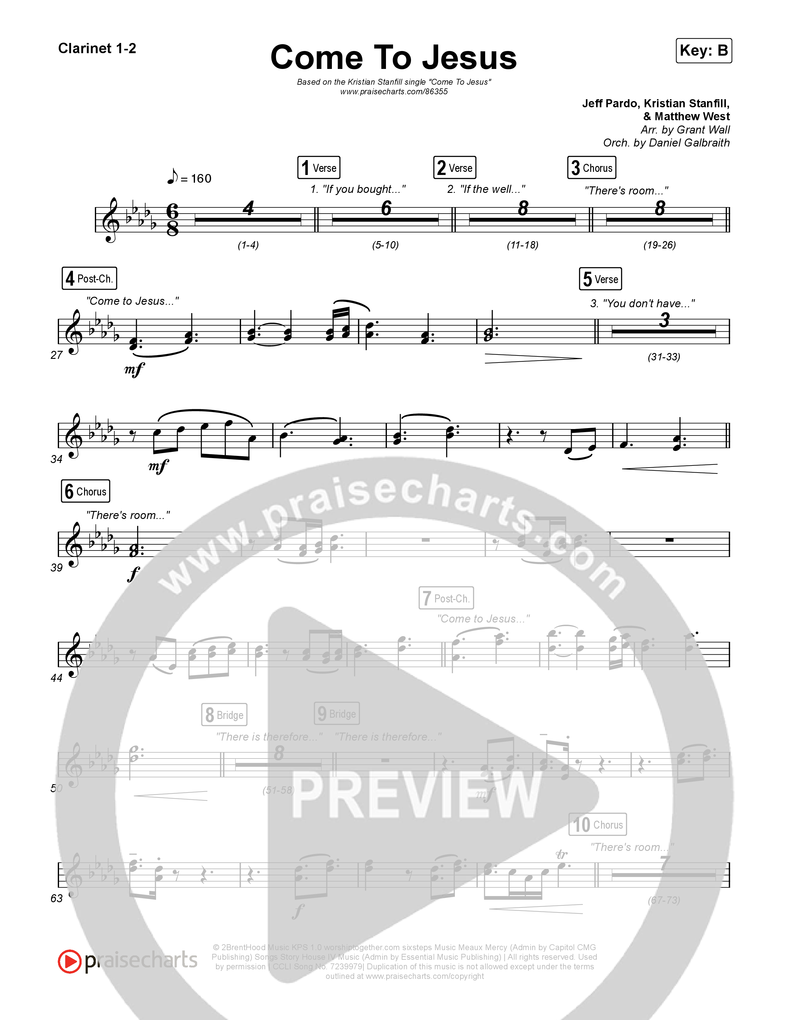 Come To Jesus Clarinet 1/2 (Kristian Stanfill)