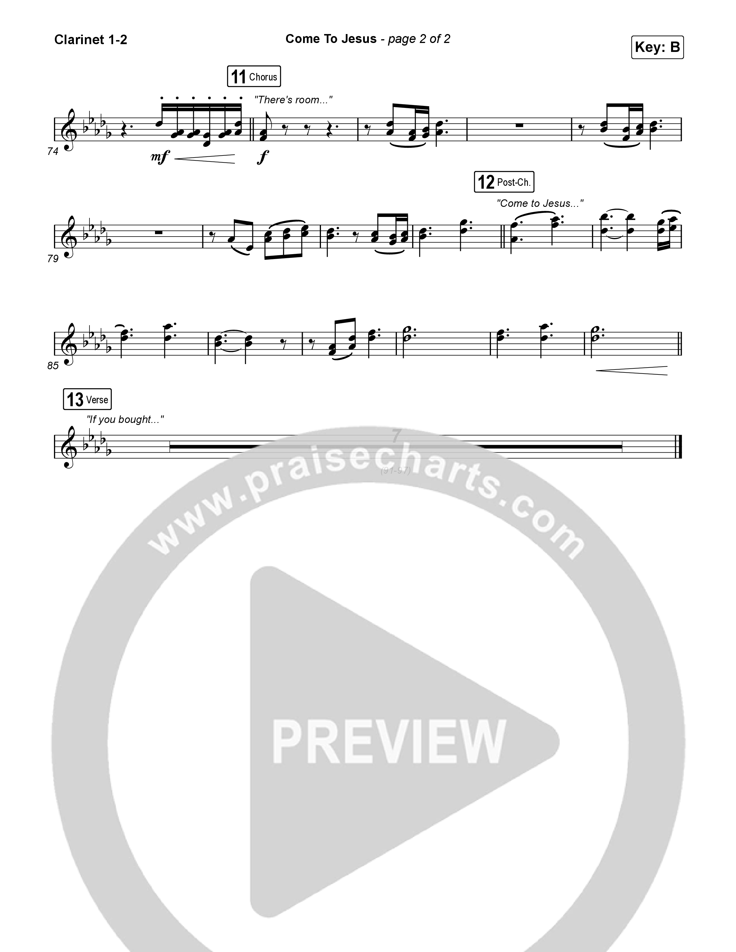 Come To Jesus Clarinet 1/2 (Kristian Stanfill)