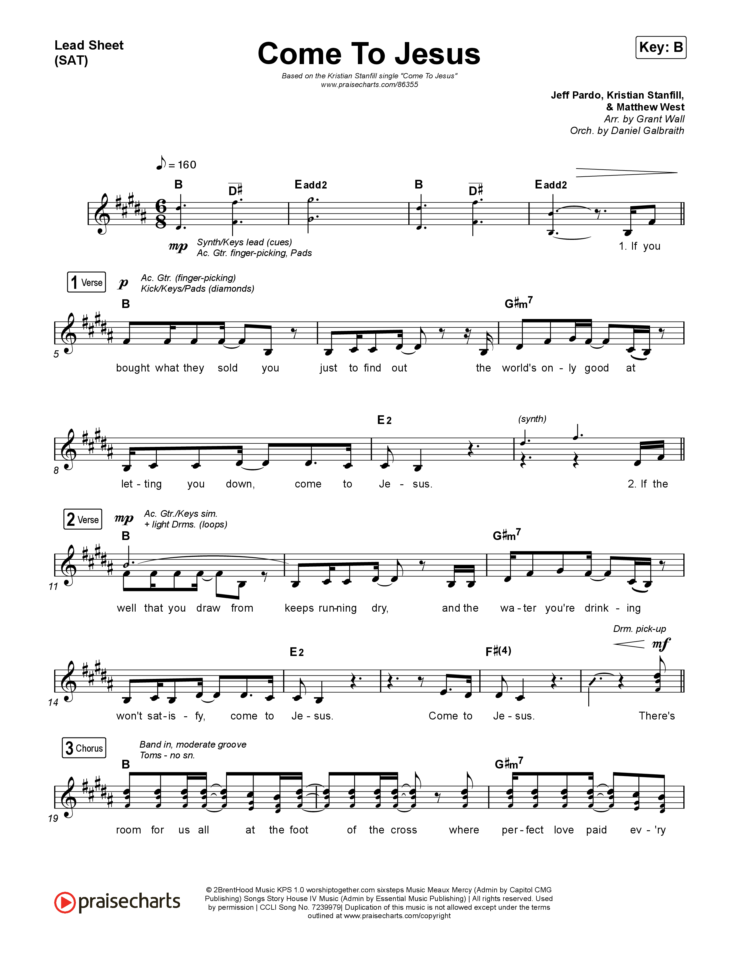 Come To Jesus Lead Sheet (SAT) (Kristian Stanfill)