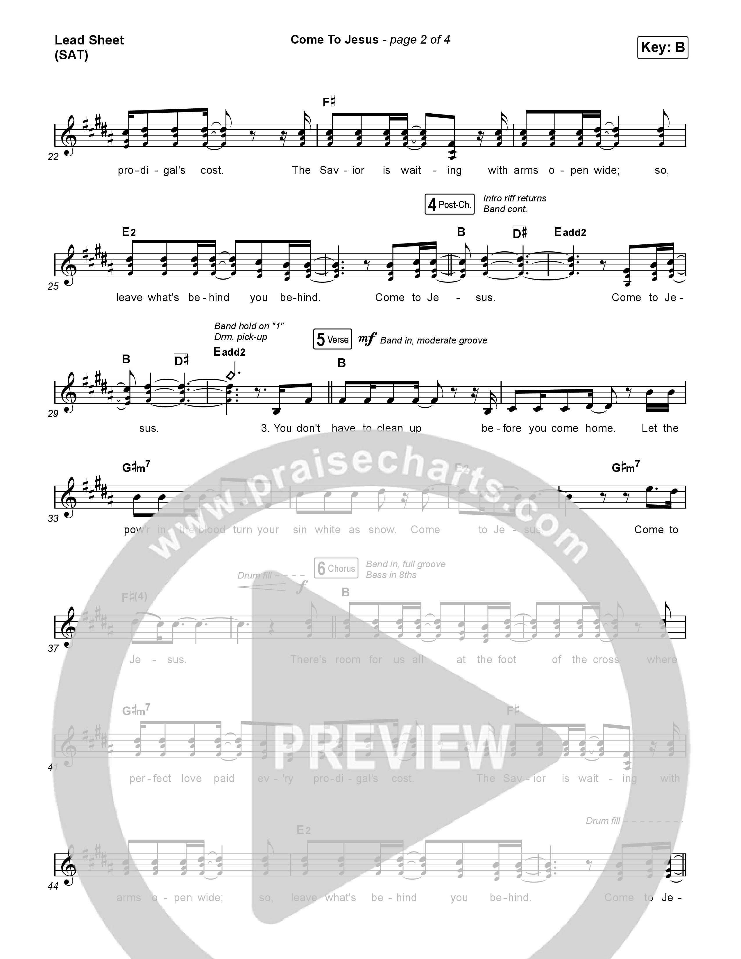 Come To Jesus Lead Sheet (SAT) (Kristian Stanfill)