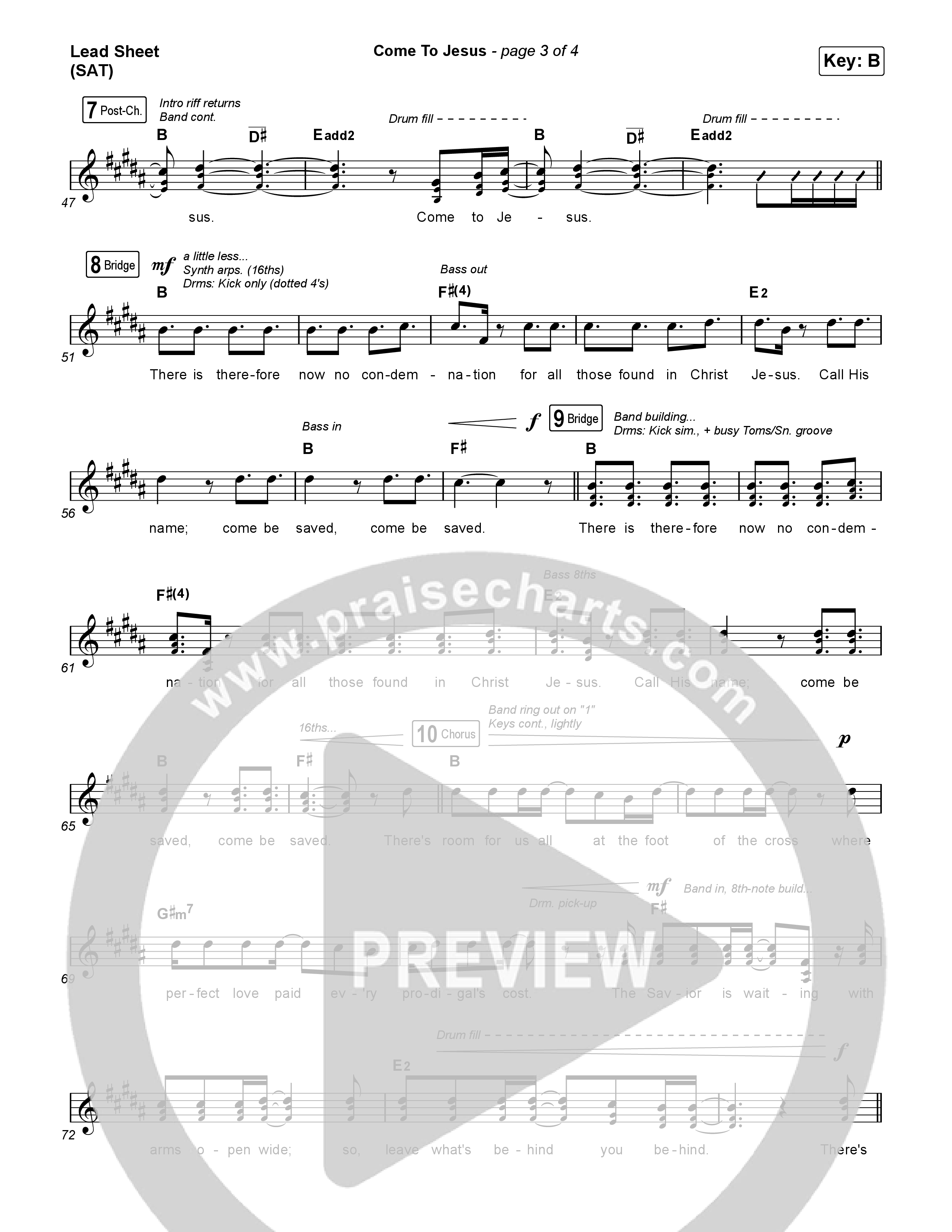 Come To Jesus Lead Sheet (SAT) (Kristian Stanfill)