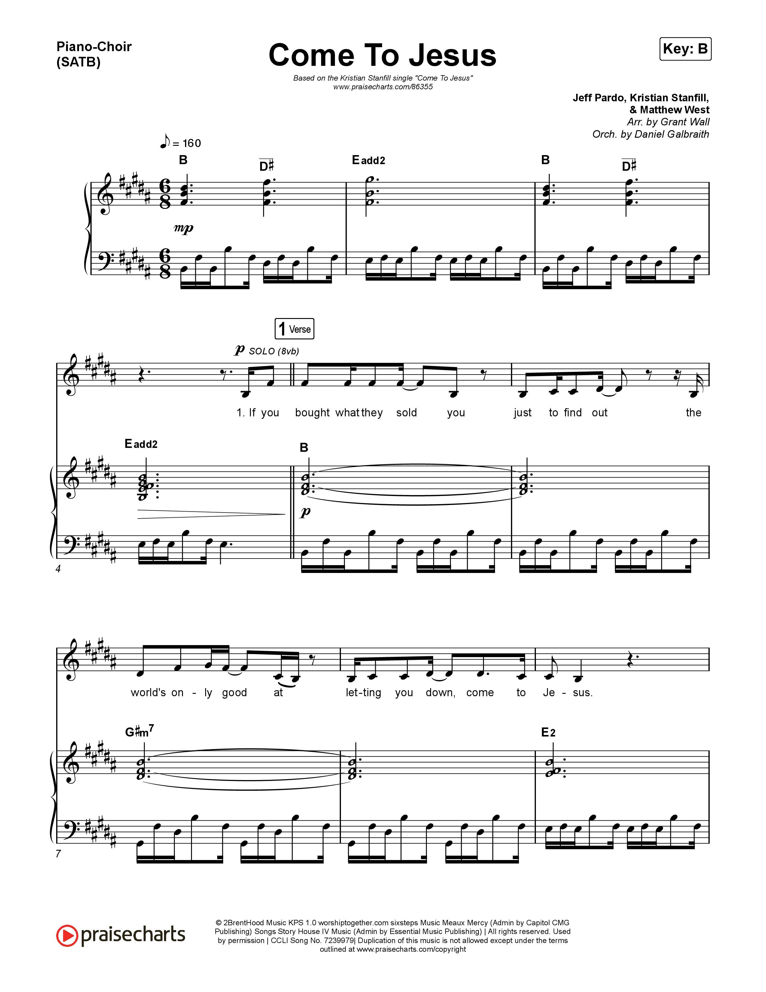 Come To Jesus Piano/Vocal Pack (Kristian Stanfill)