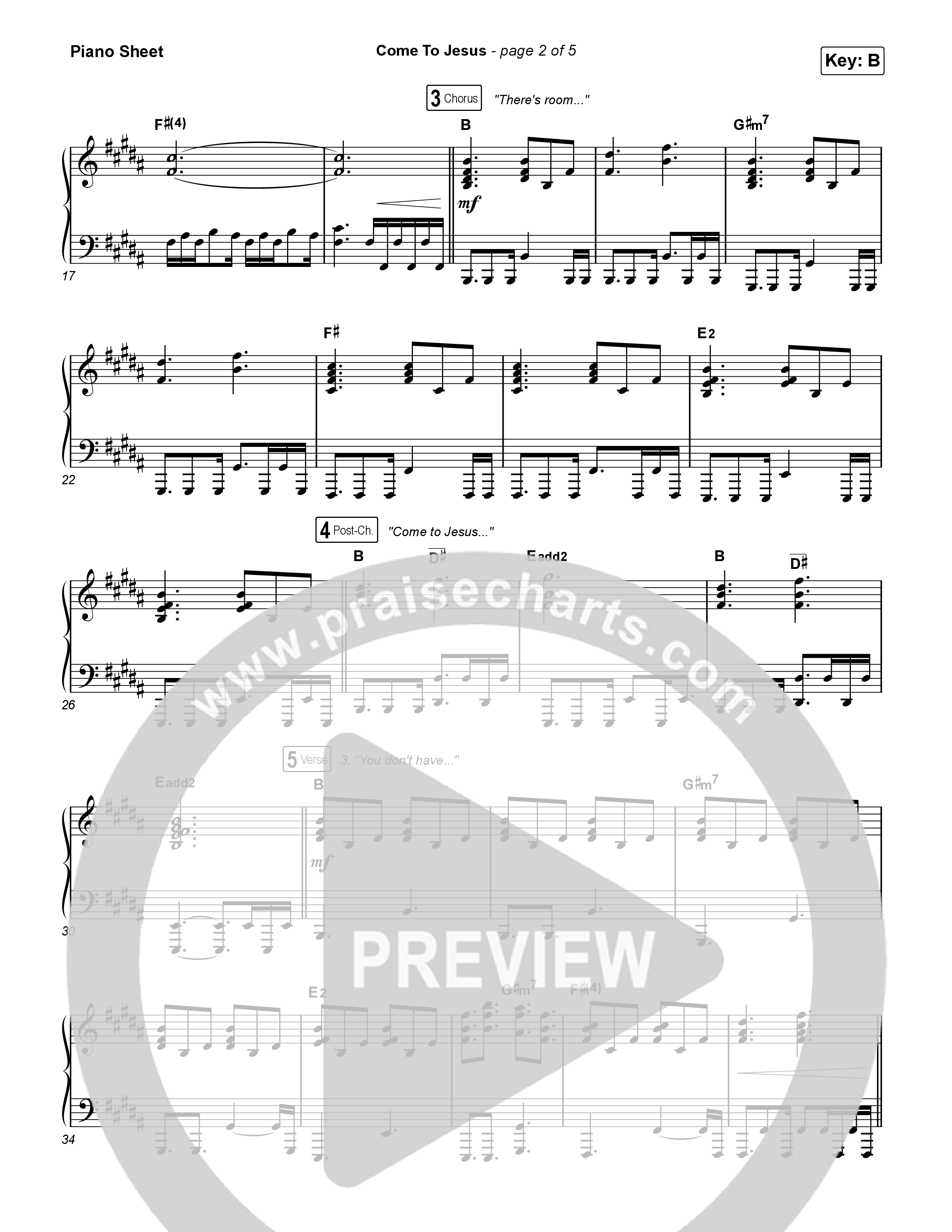 Come To Jesus Piano Sheet (Kristian Stanfill)