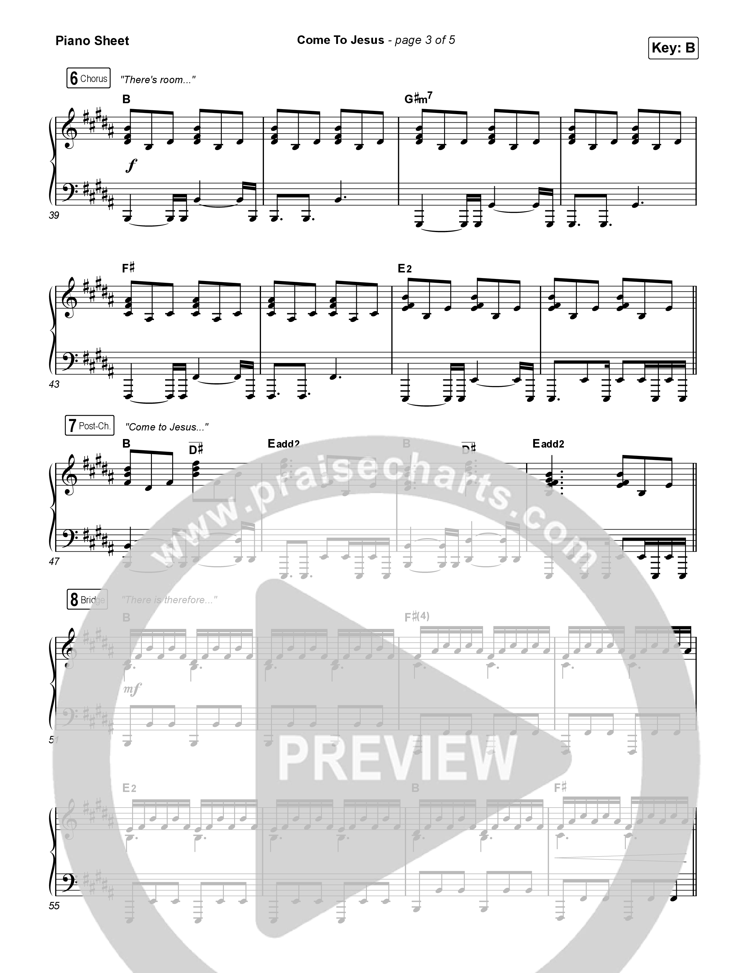 Come To Jesus Piano Sheet (Kristian Stanfill)