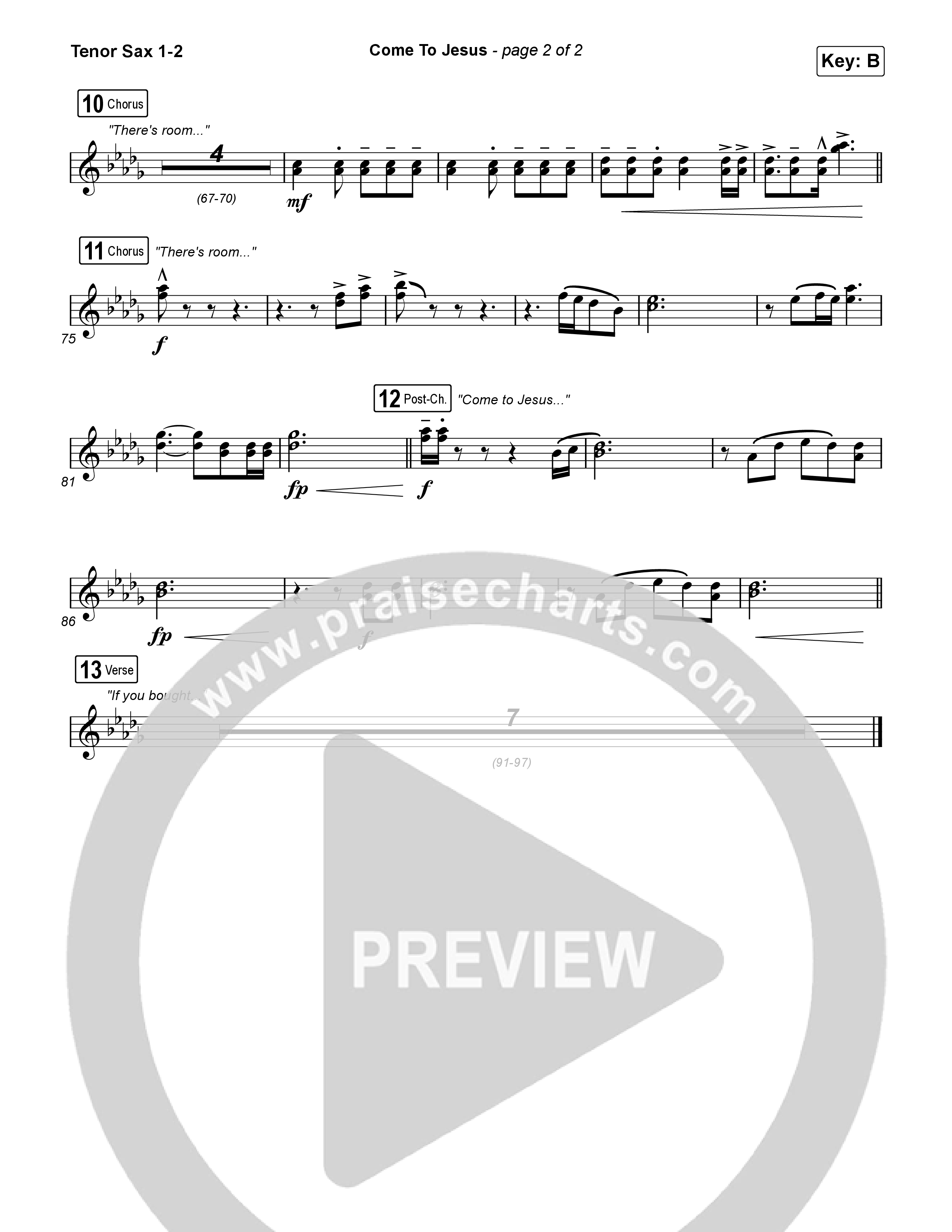 Come To Jesus Tenor Sax 1,2 (Kristian Stanfill)