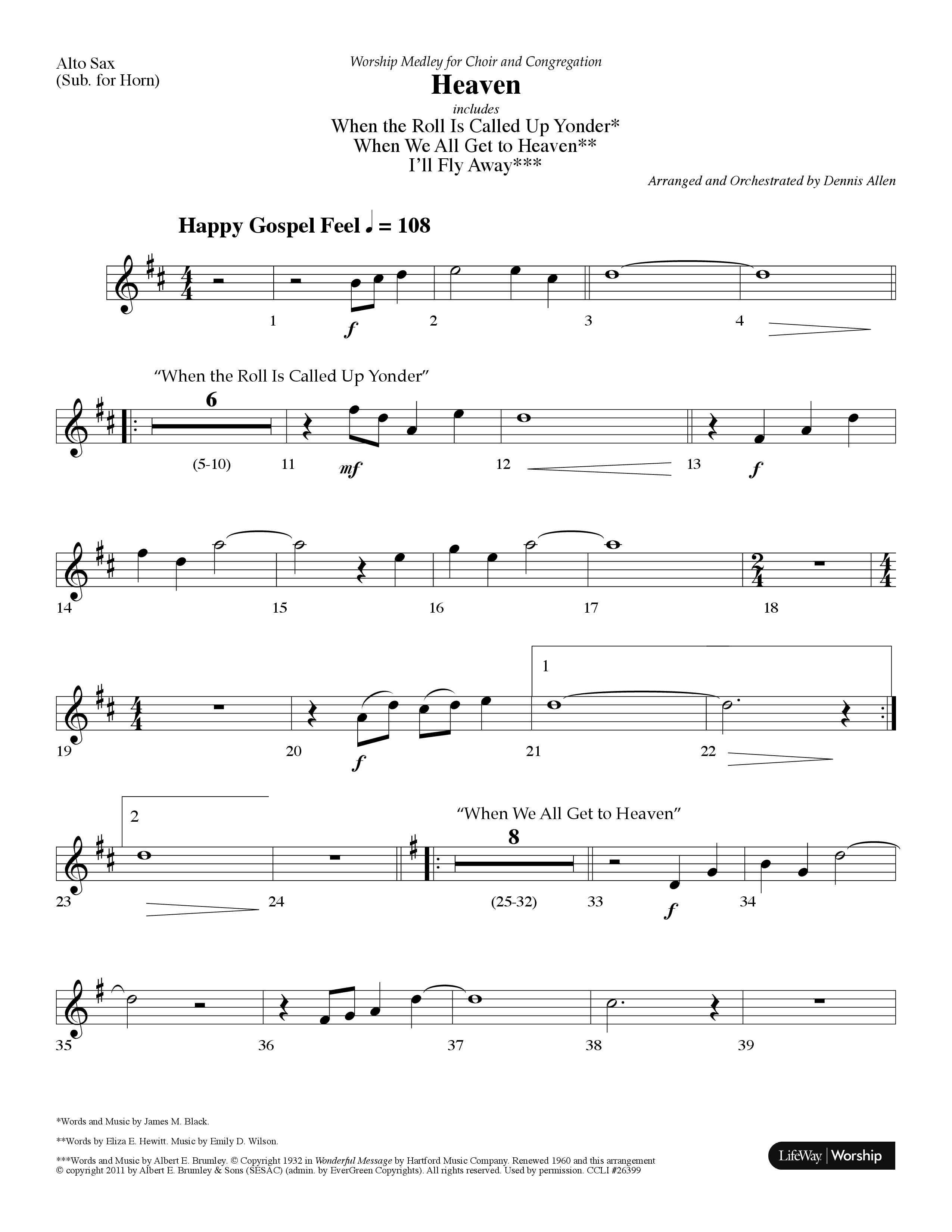 Heaven Medley (Choral Anthem SATB) Alto Sax (Lifeway Choral / Arr. Dennis Allen)