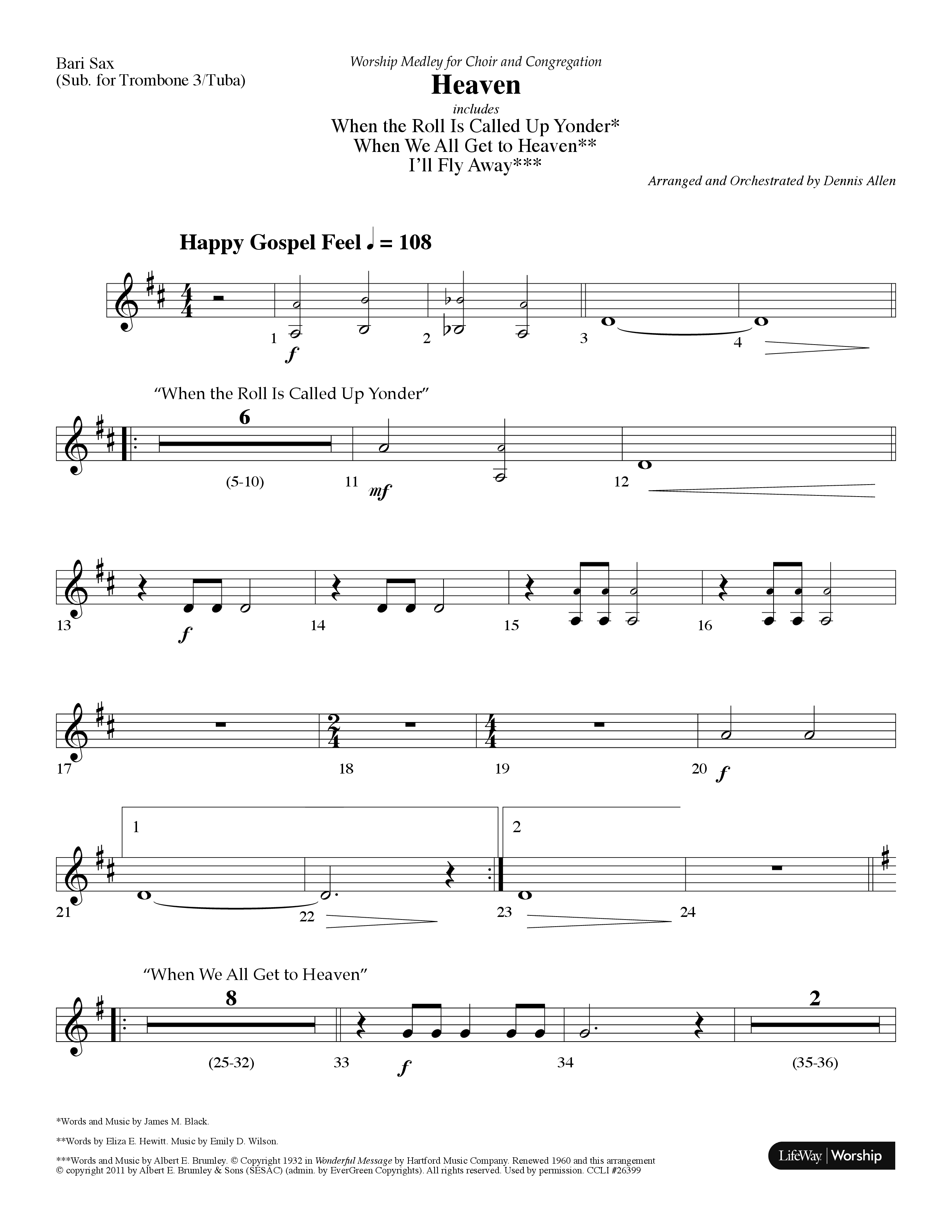 Heaven Medley (Choral Anthem SATB) Bari Sax (Lifeway Choral / Arr. Dennis Allen)